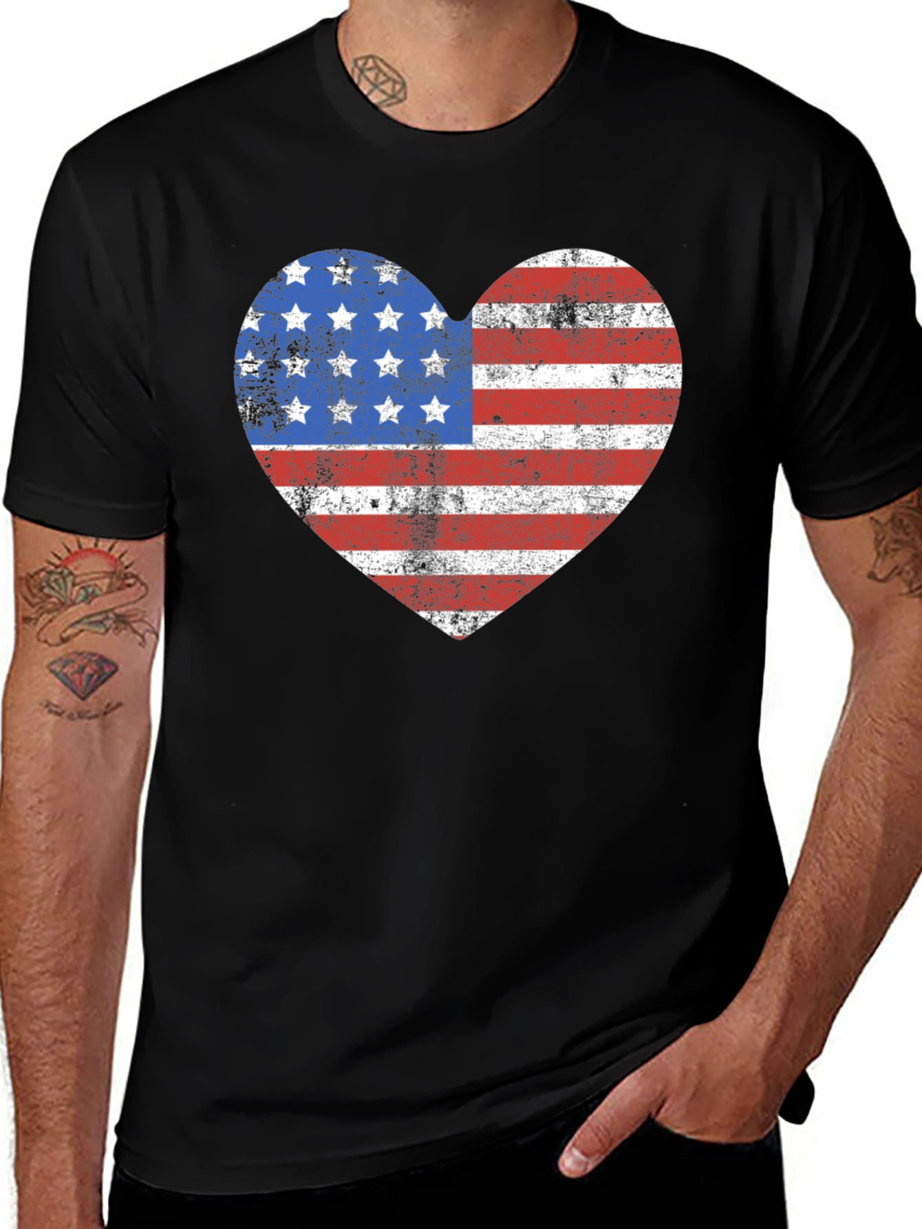 Variant 13 of American Flag Heart Graphic T-Shirt