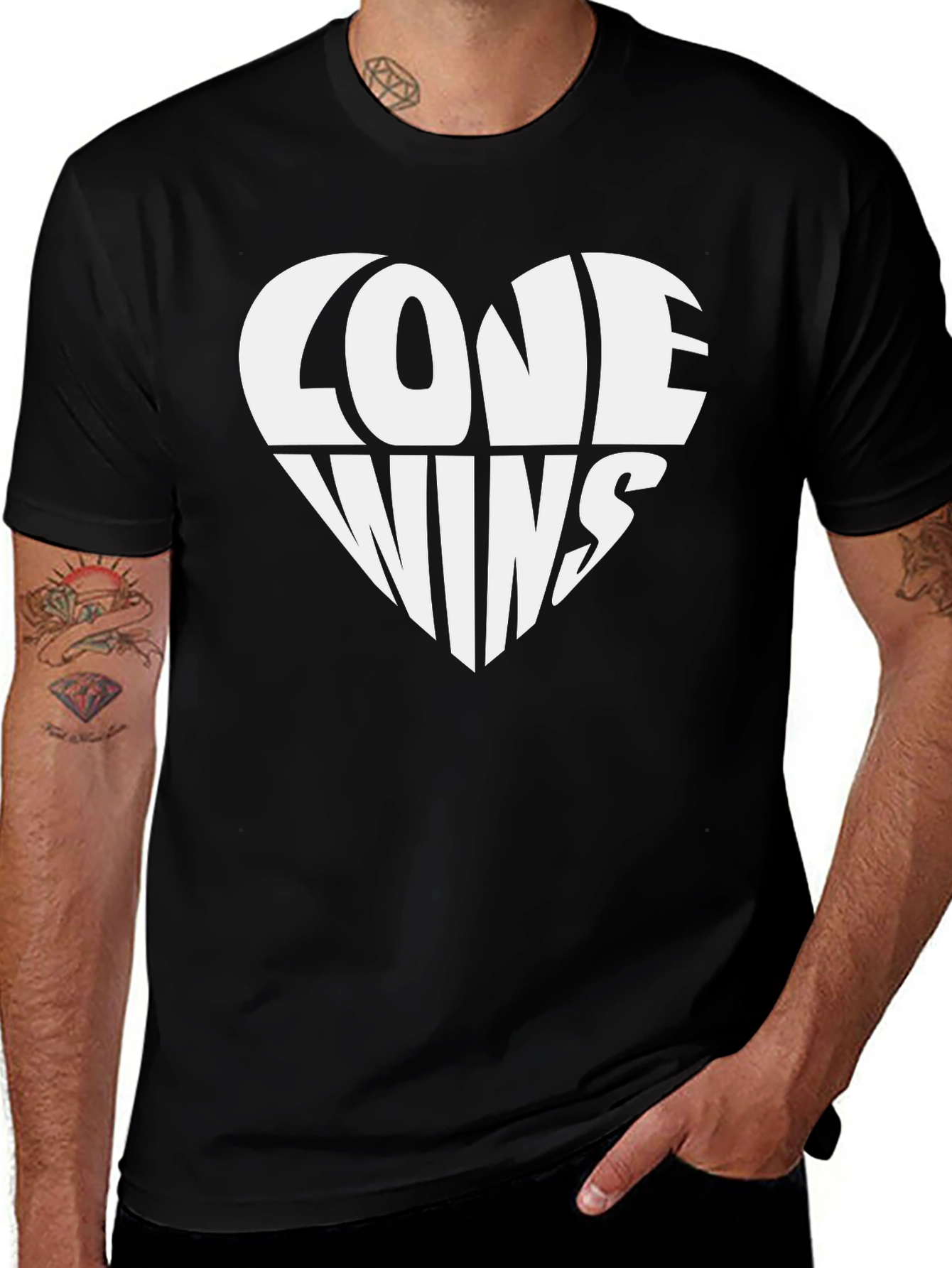 Variant 26 of Love Wins Heart Graphic T-Shirt - Black