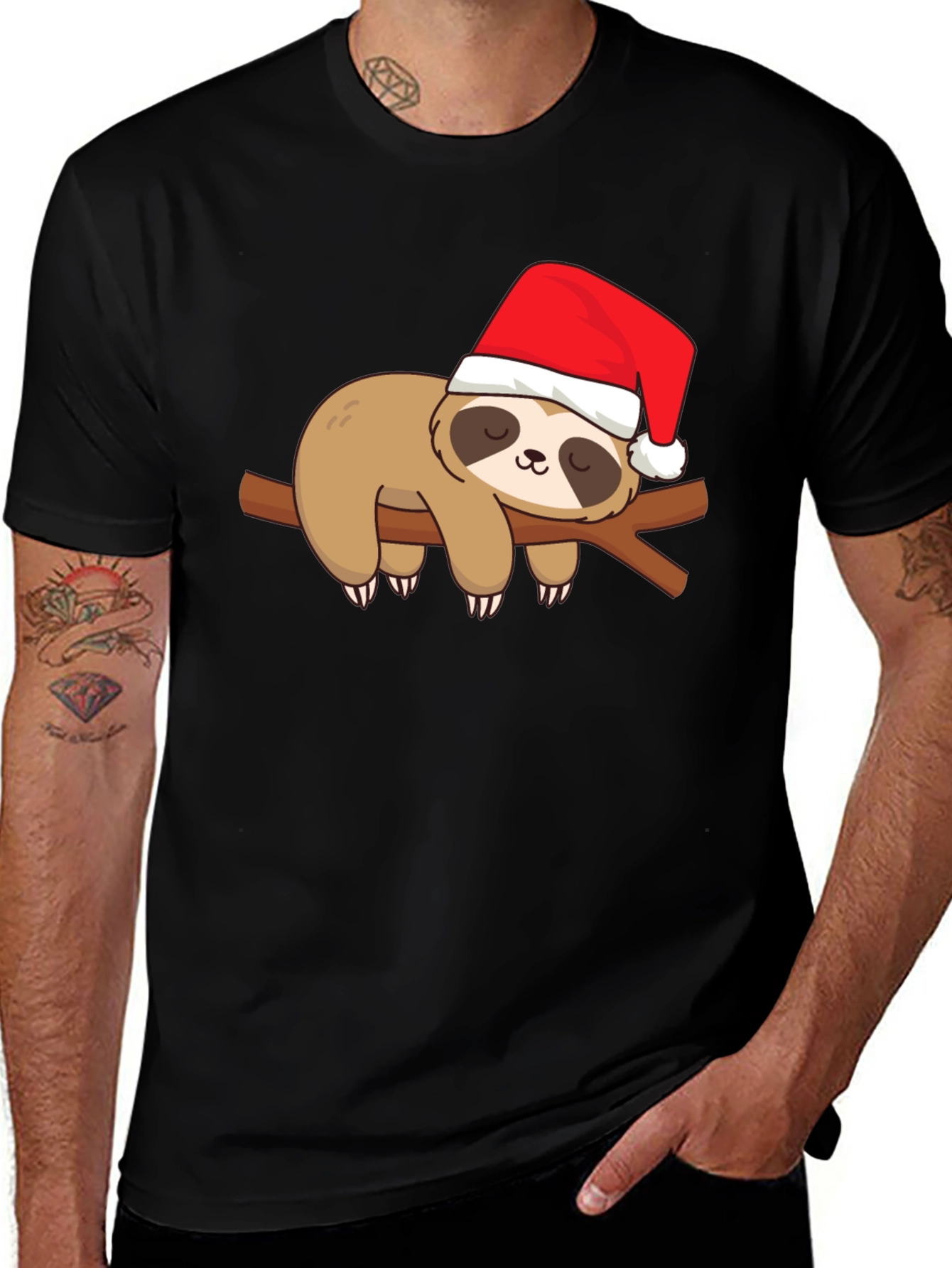 Variant 28 of Christmas Sloth Graphic Tee - Holiday Fun!