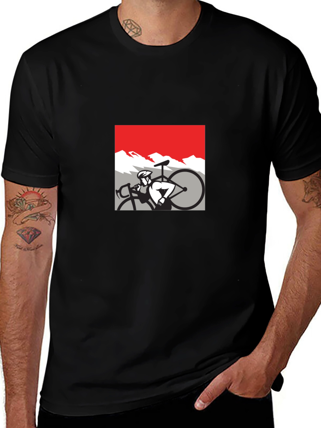 Variant 20 of Men's Black Cycling Graphic T-Shirt