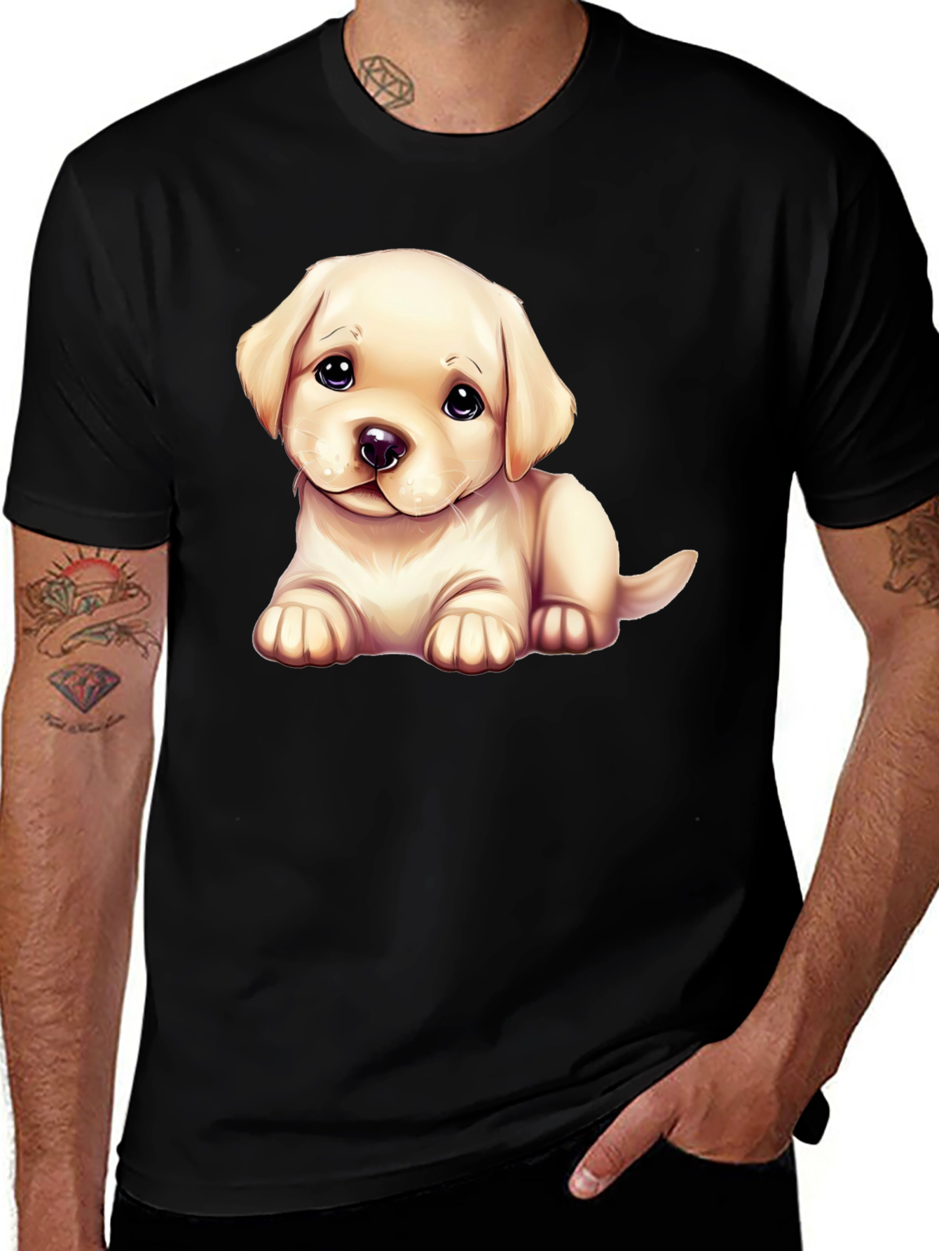 Variant 5 of Cute Puppy Graphic Tee - Black