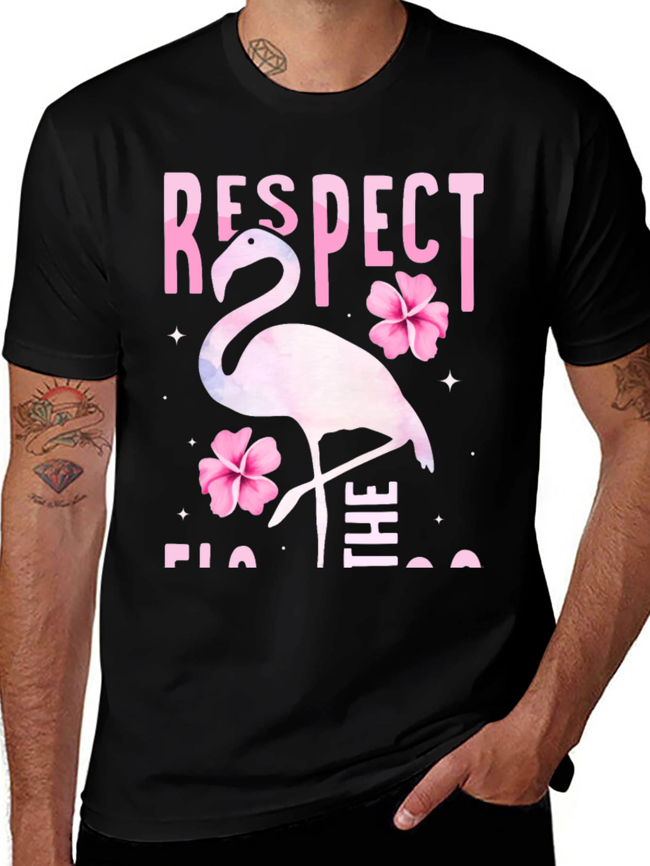 Variant 26 of Respect the Flock Flamingo Graphic Tee