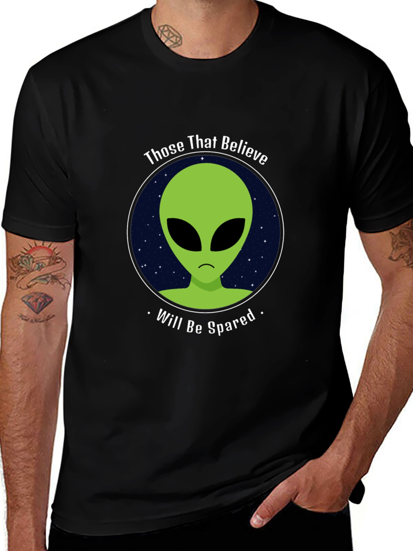 Variant 26 of Believe Alien Black T-Shirt - Will Be Spared