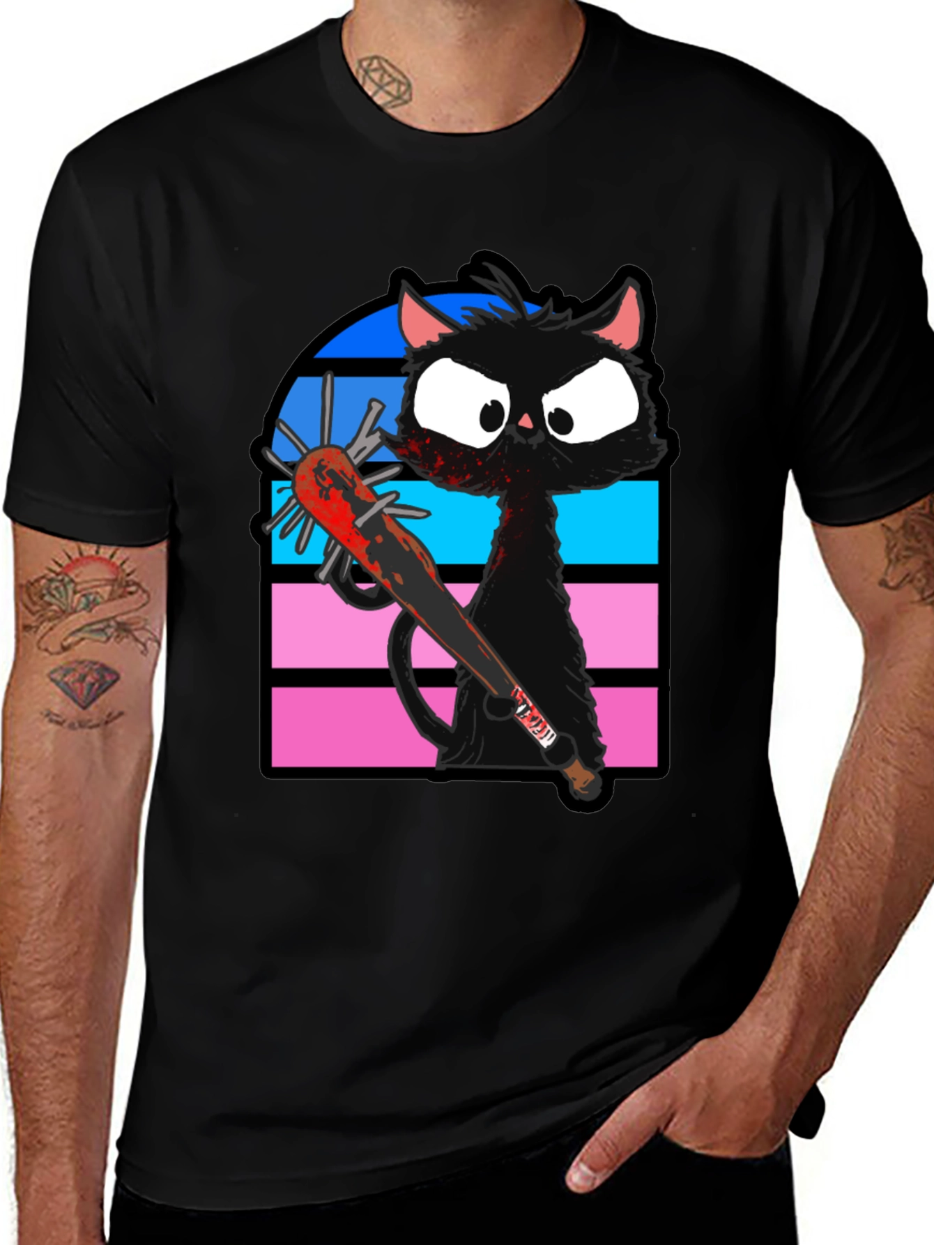 Black Cat Baseball Bat T-Shirt