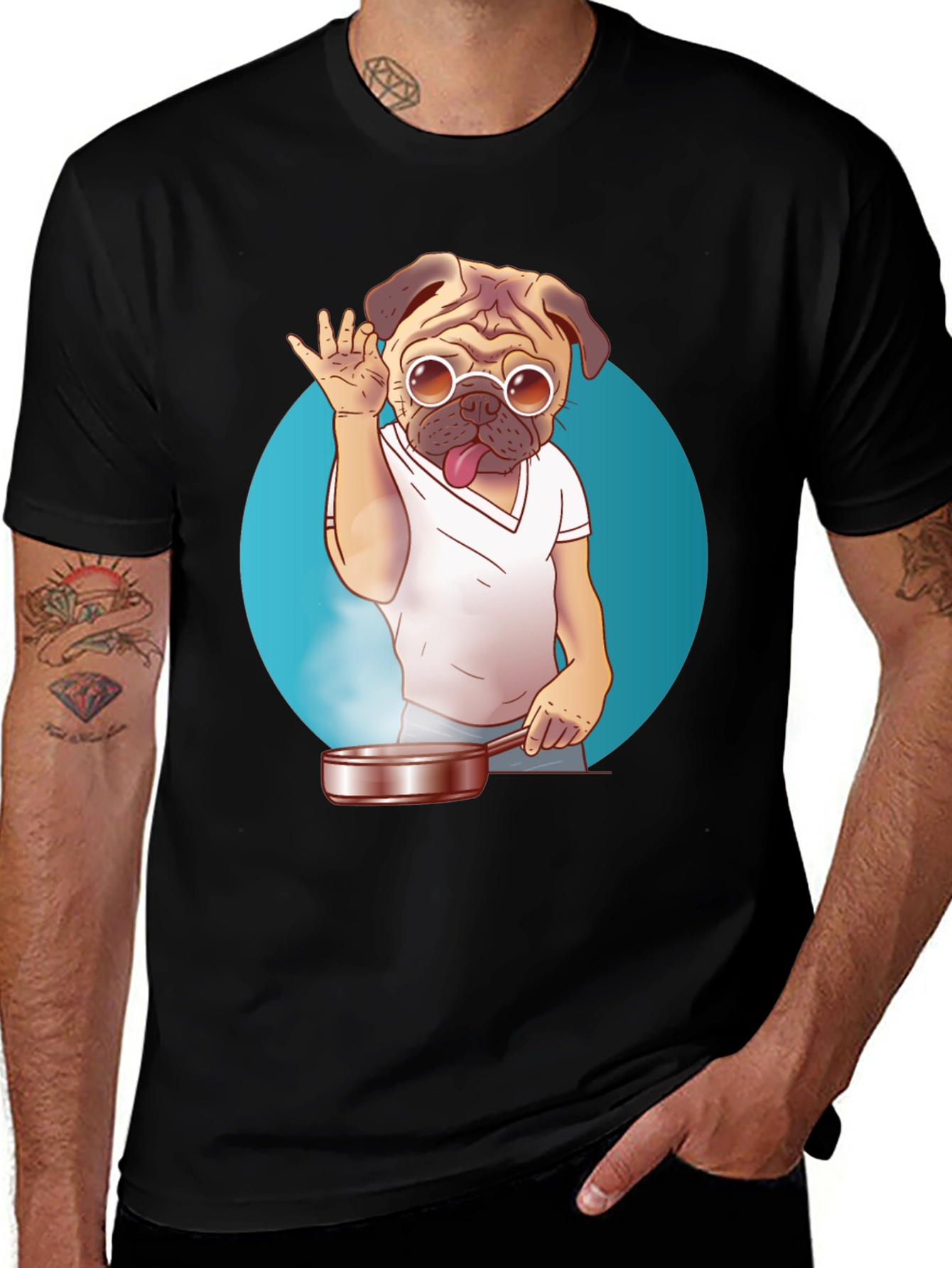 Variant 21 of Pug Chef T-Shirt - Funny Culinary Dog Tee