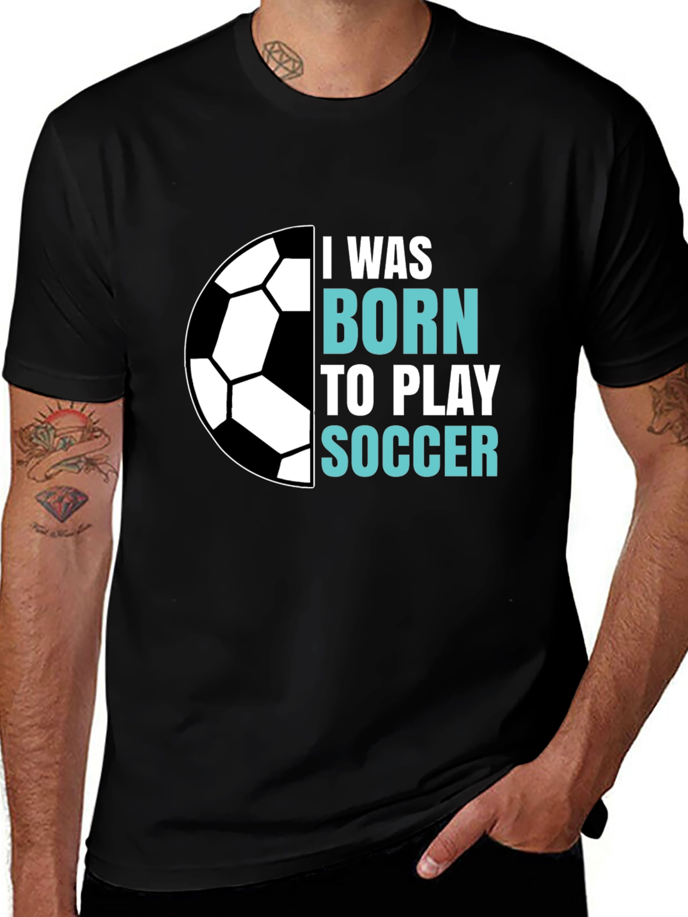 Variant 23 of Born to Play Soccer T-Shirt - Black Graphic Tee
