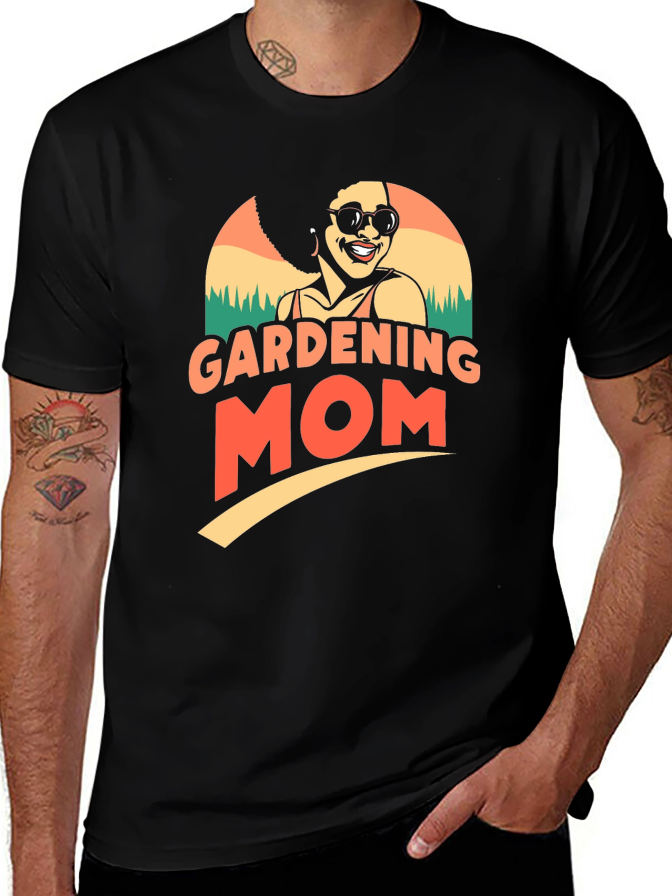 Black Gardening Mom T-Shirt main image