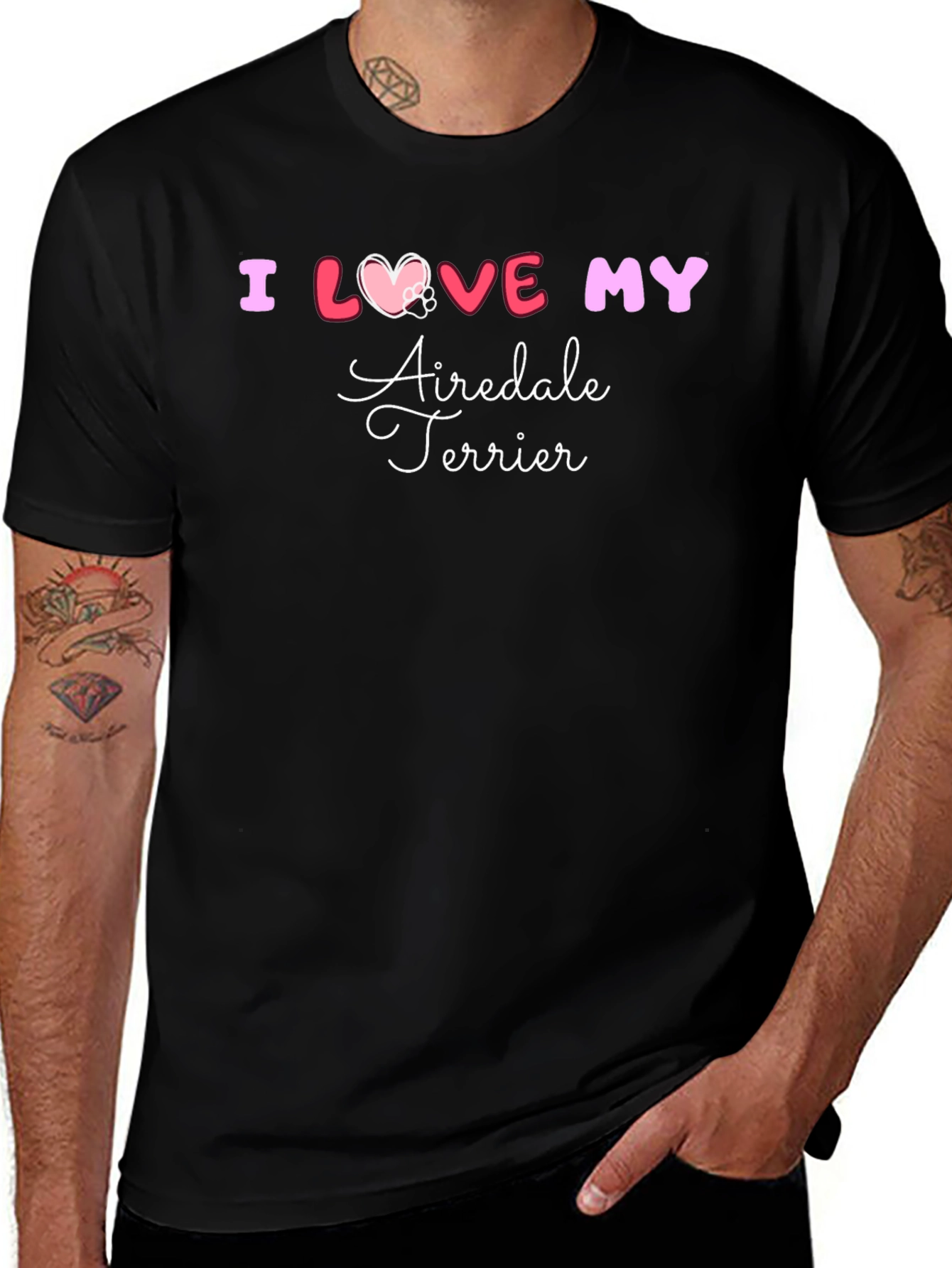 I Love My Airedale Terrier Black T-Shirt