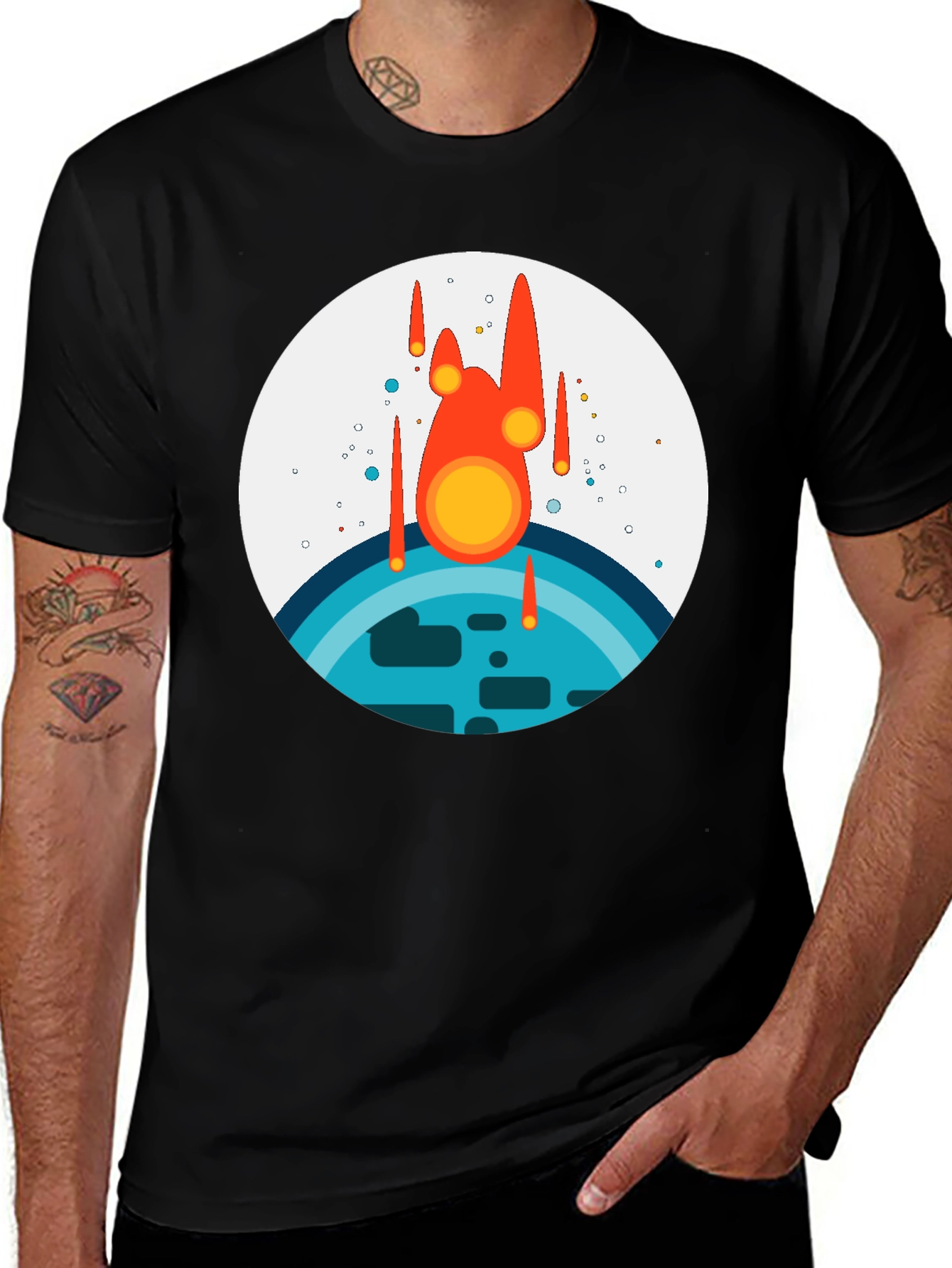 Variant 8 of Meteor Planet Graphic Tee - Unique Black T-Shirt