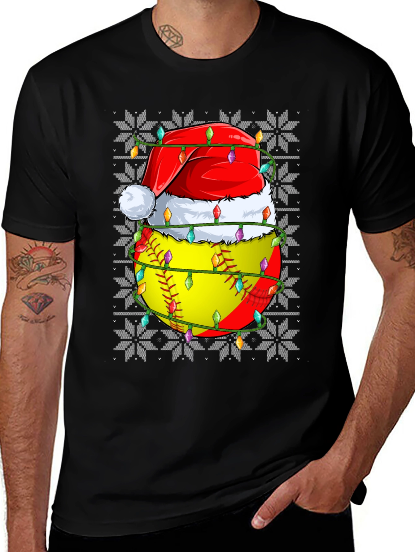 Variant 27 of Festive Softball Christmas T-Shirt