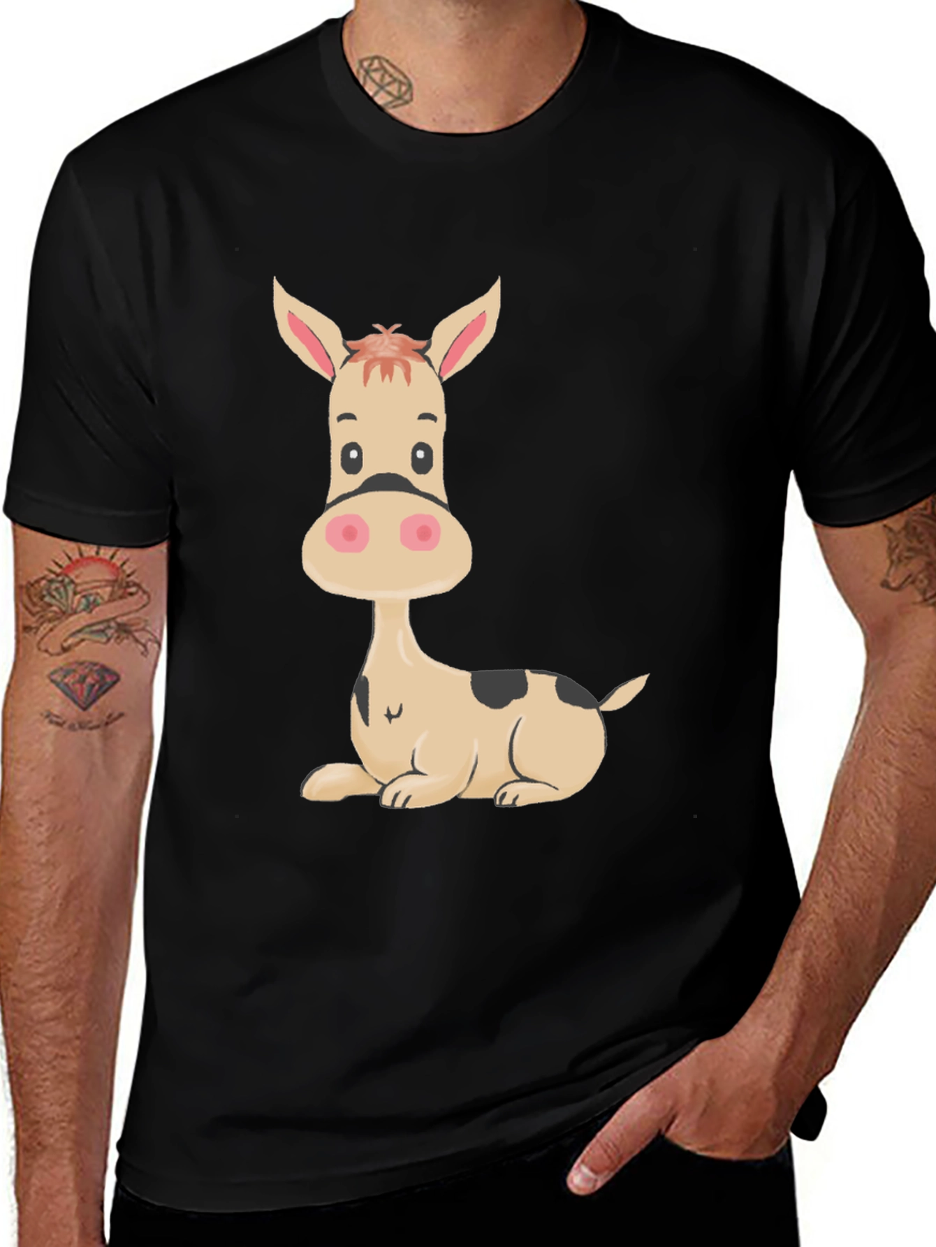 Variant 4 of Funny Donkey Graphic Tee - Black Cotton T-Shirt