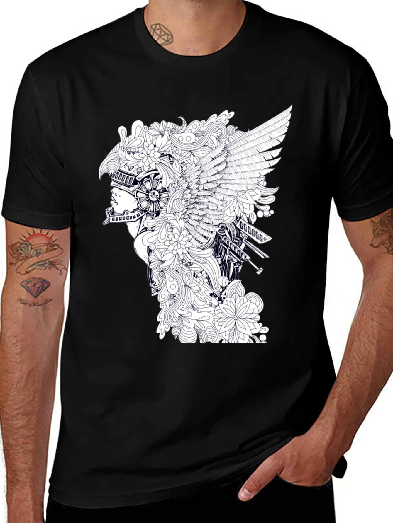 Variant 8 of Black T-Shirt with Valkyrie Graphic