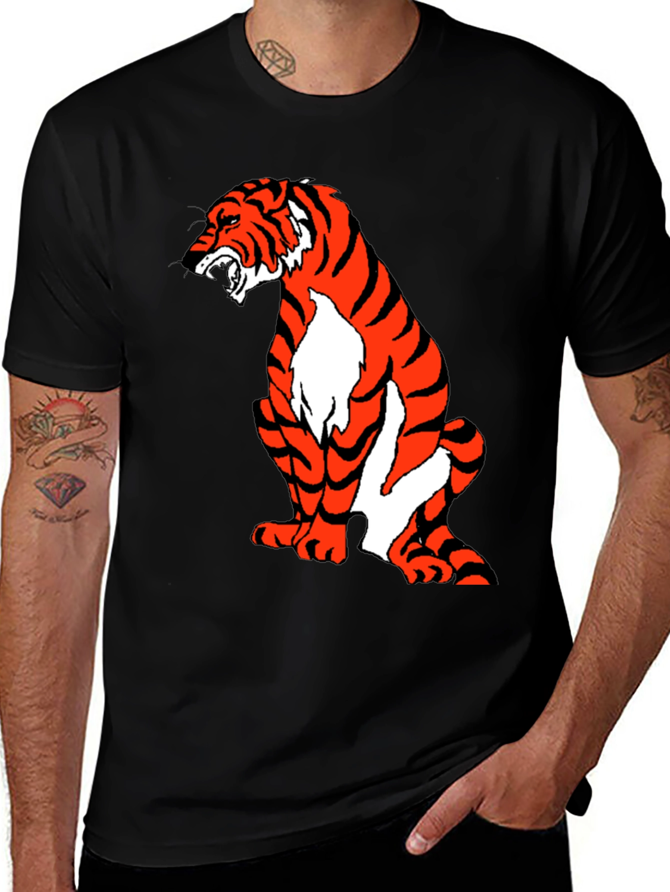 Variant 18 of Tiger Graphic Tee - Black Short Sleeve