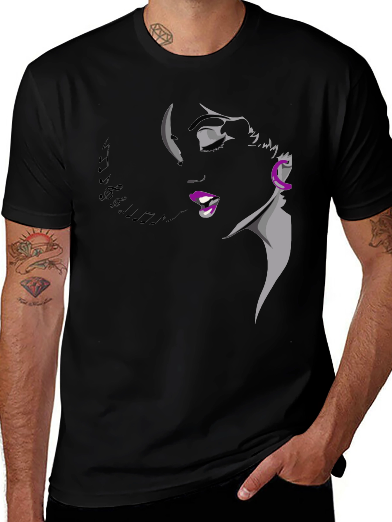 Variant 2 of Singing Woman Graphic Tee - Black