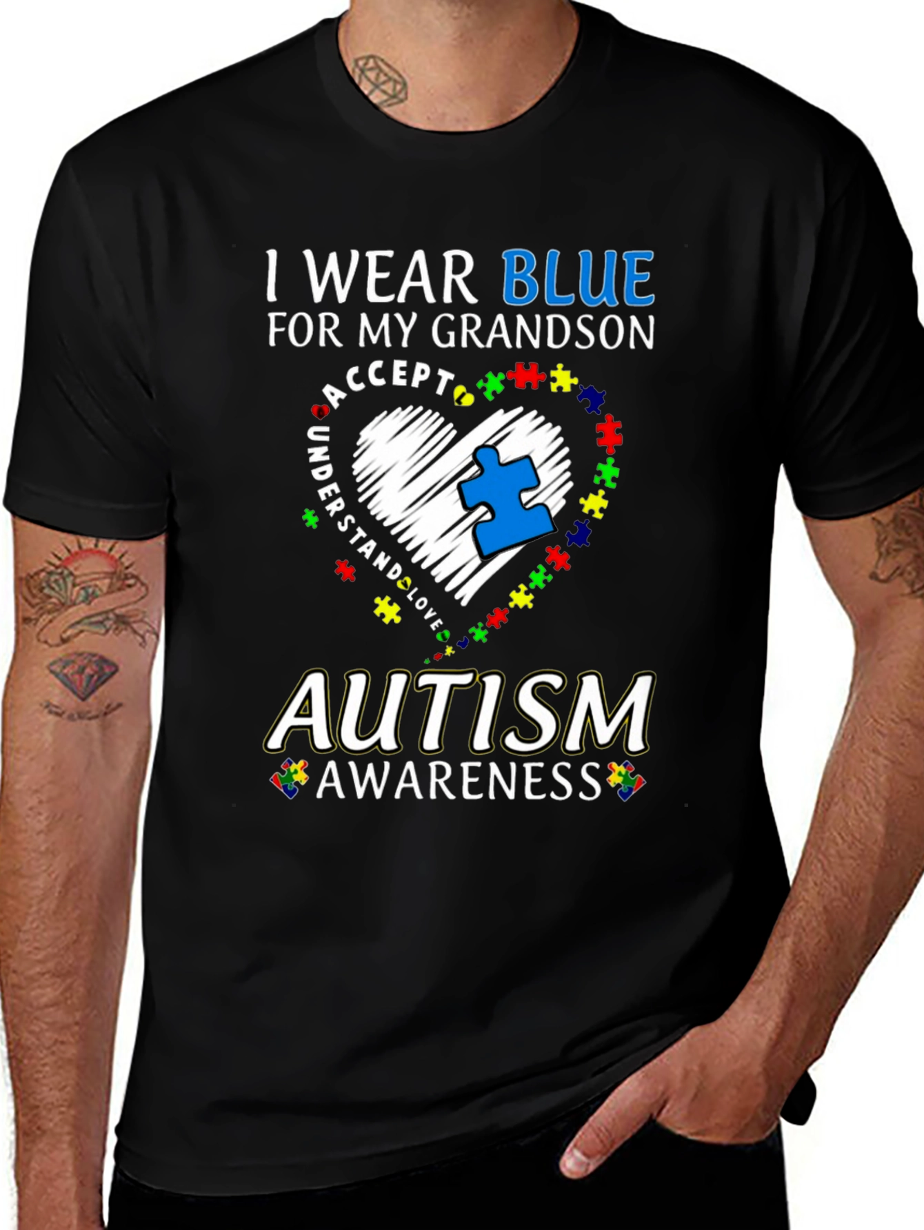 Variant 9 of I Wear Blue for My Grandson Autism Awareness T-Shirt