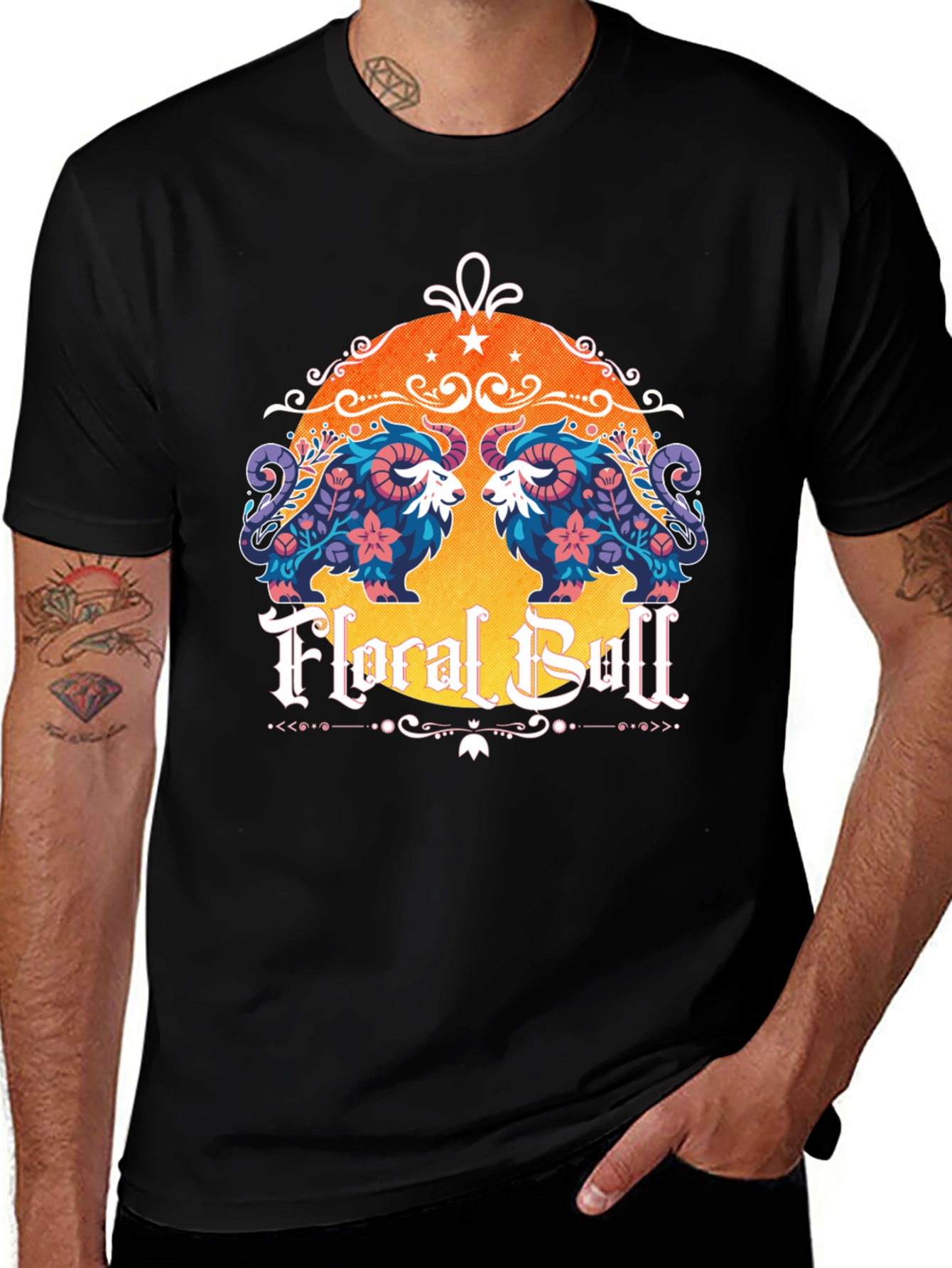 Variant 14 of Floral Bull Graphic Tee