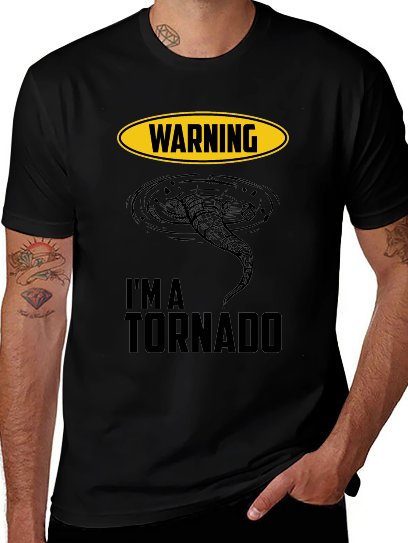Variant 20 of Warning: I'm a Tornado Graphic T-Shirt - Black
