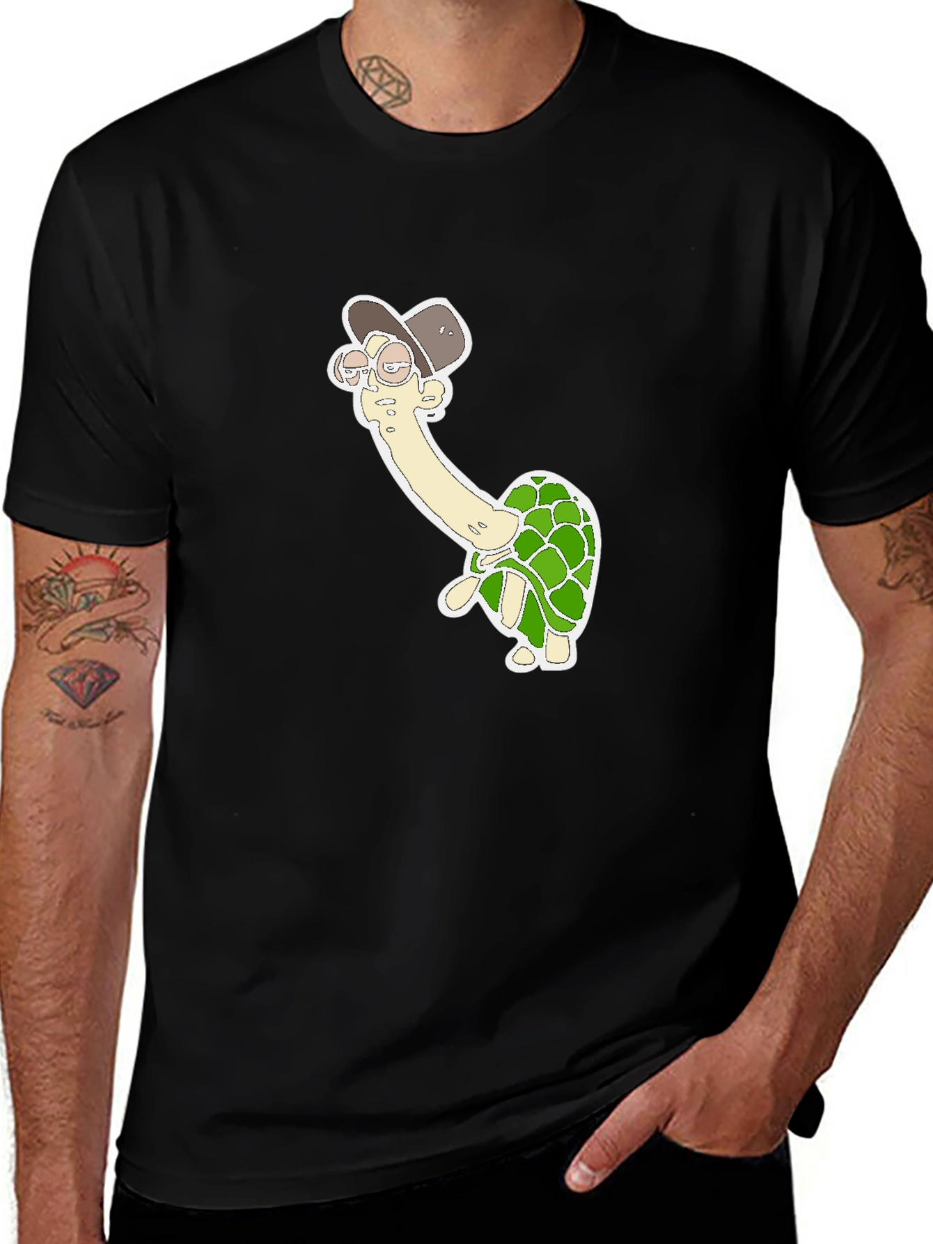 Variant 17 of Turtle in Hat Graphic Tee - Black