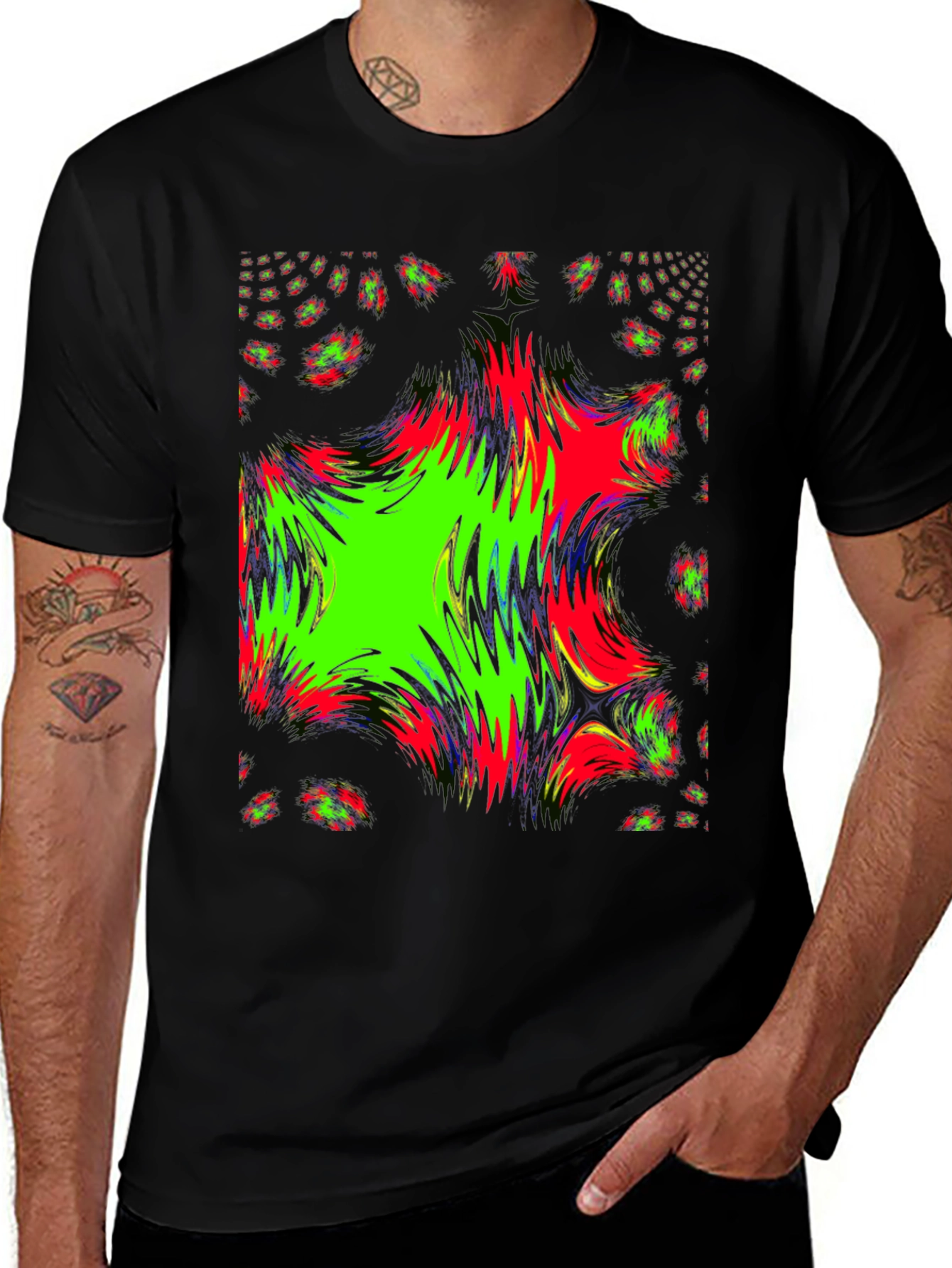 Variant 9 of Psychedelic Starburst Graphic Tee - Black