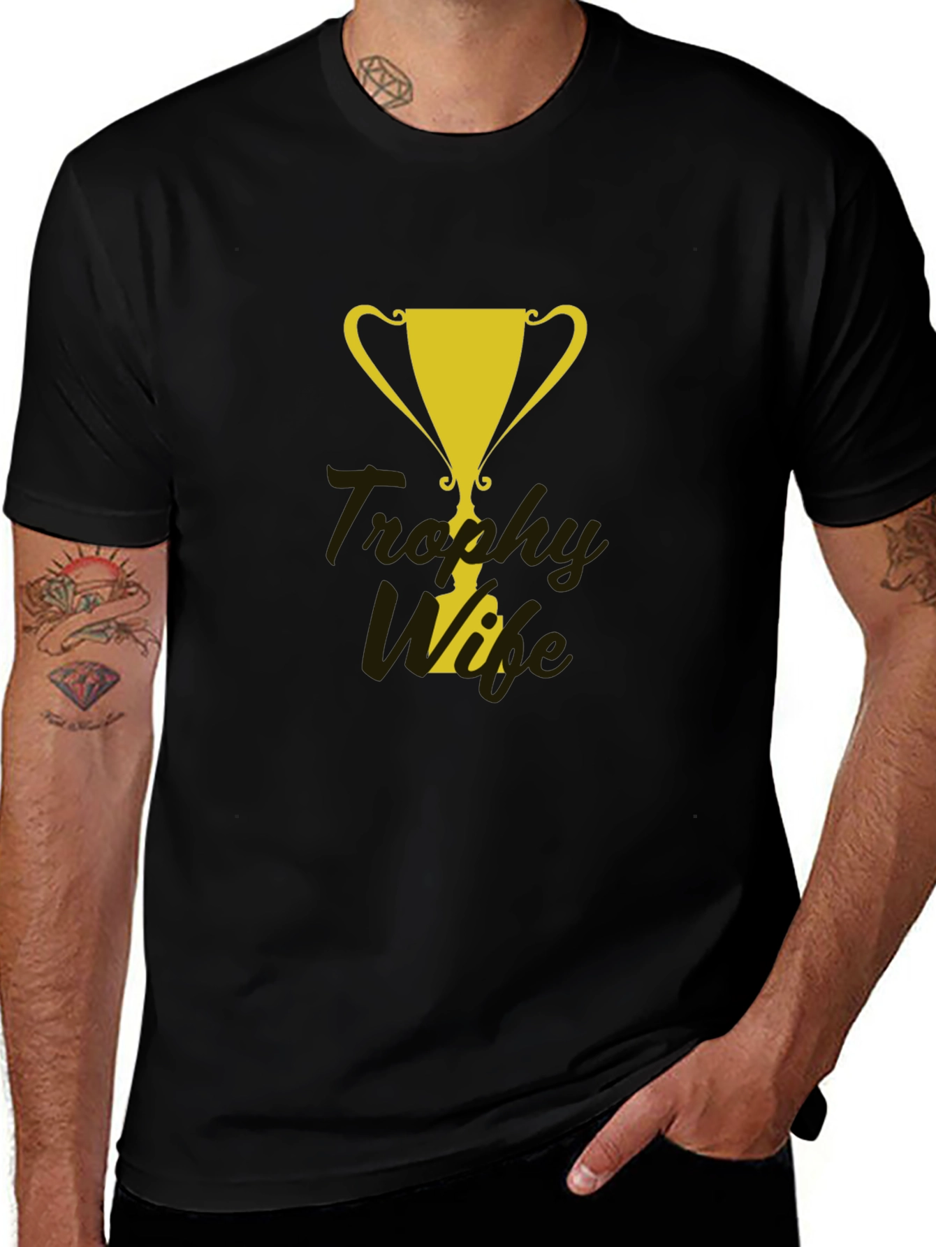 Black Trophy Wife Graphic Tee - Fun & Stylish Men's T-Shirt main image
