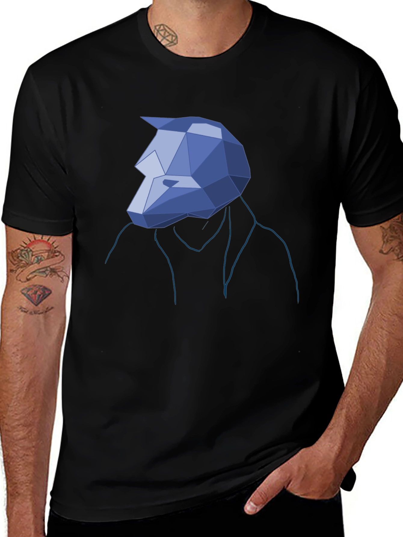 Variant 21 of Geometric Wolf Head Tee - Unique Graphic T-Shirt