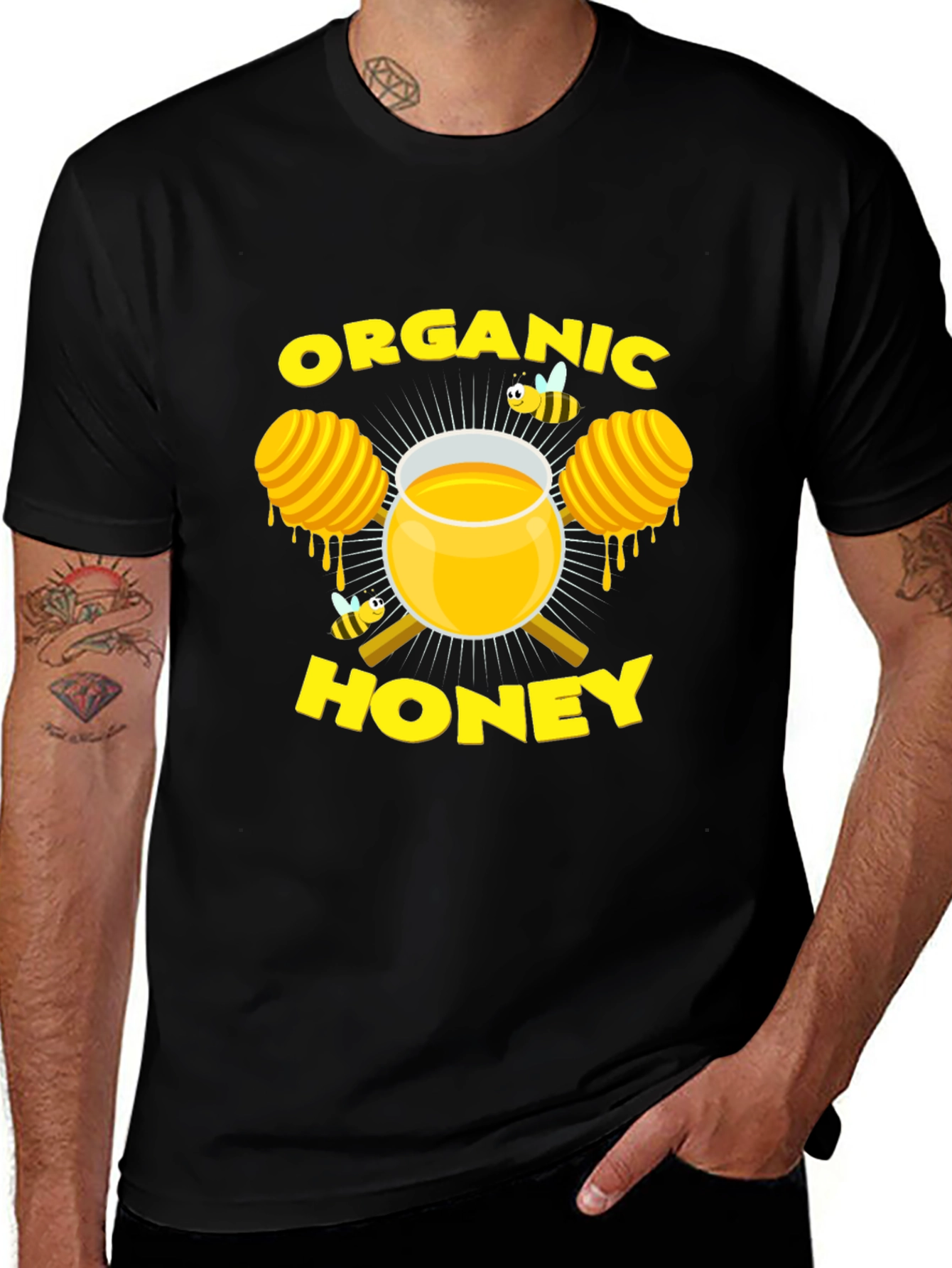 Variant 21 of Organic Honey Graphic Tee - Black Cotton T-Shirt