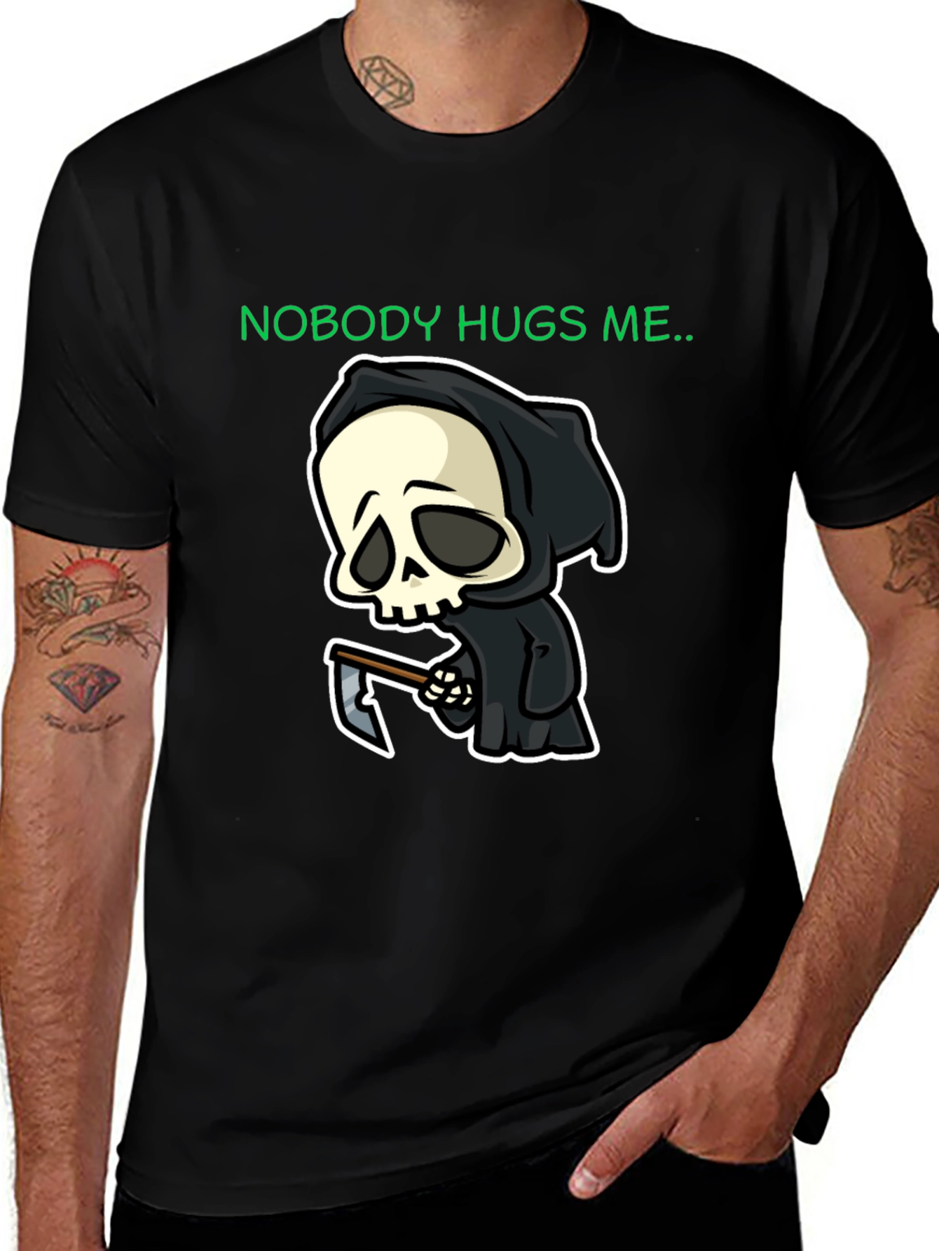 Variant 22 of Nobody Hugs Me Grim Reaper Graphic T-Shirt