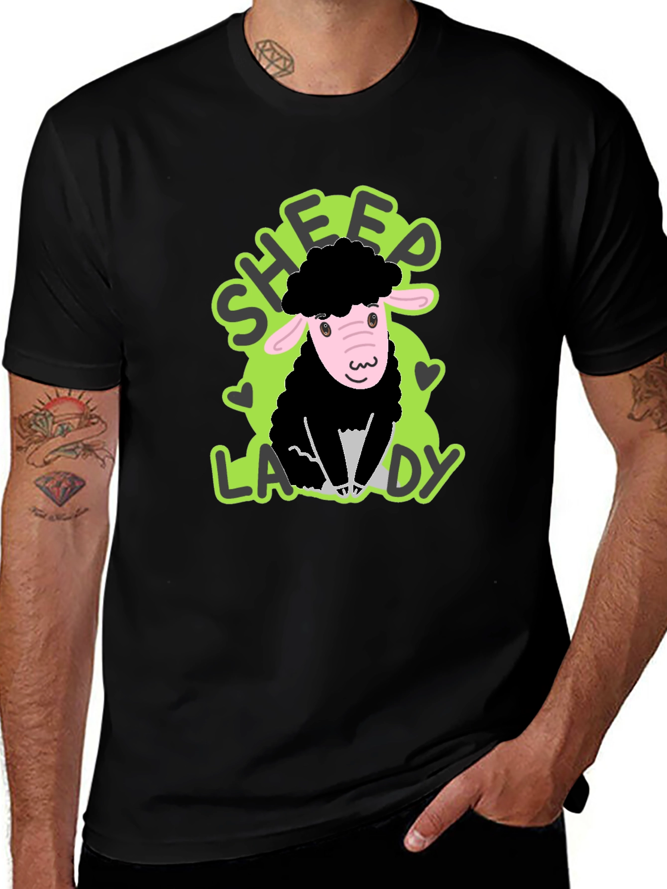 Variant 18 of Sheep Lady Black T-Shirt
