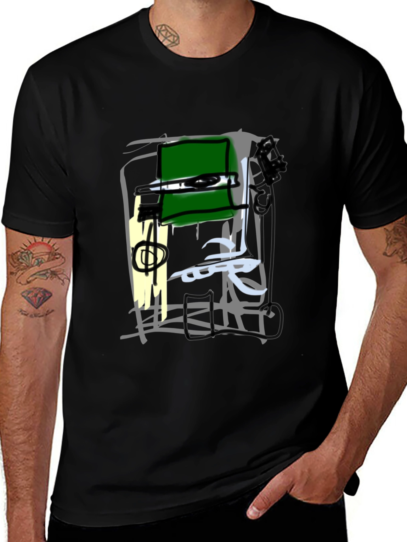 Variant 13 of Abstract Graphic Print Black T-Shirt