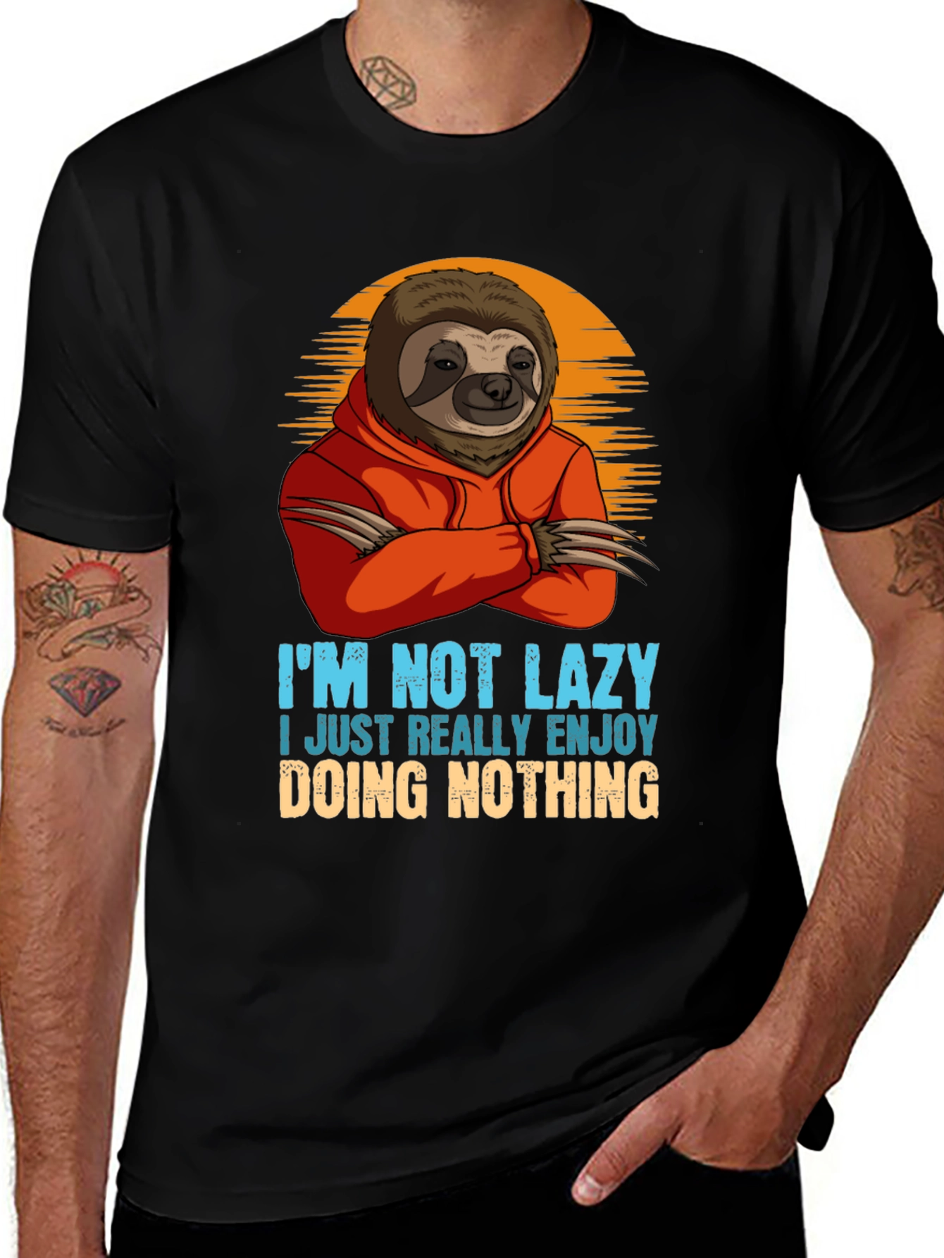 Variant 12 of Lazy Sloth Tee - I Enjoy Doing Nothing Graphic T-Shirt