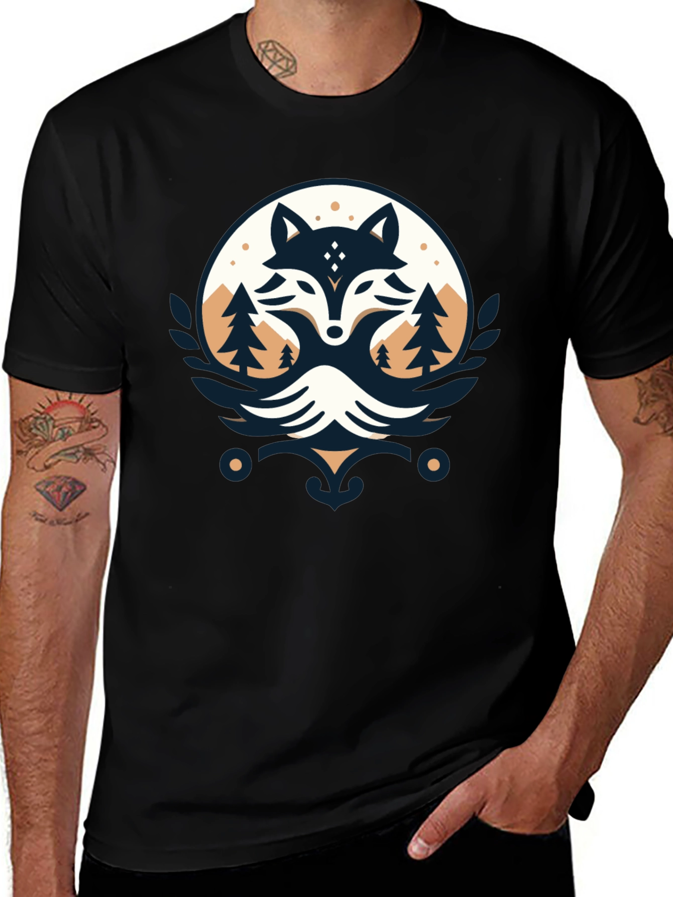 Variant 3 of Fox and Forest Graphic Tee - Unisex Black T-Shirt