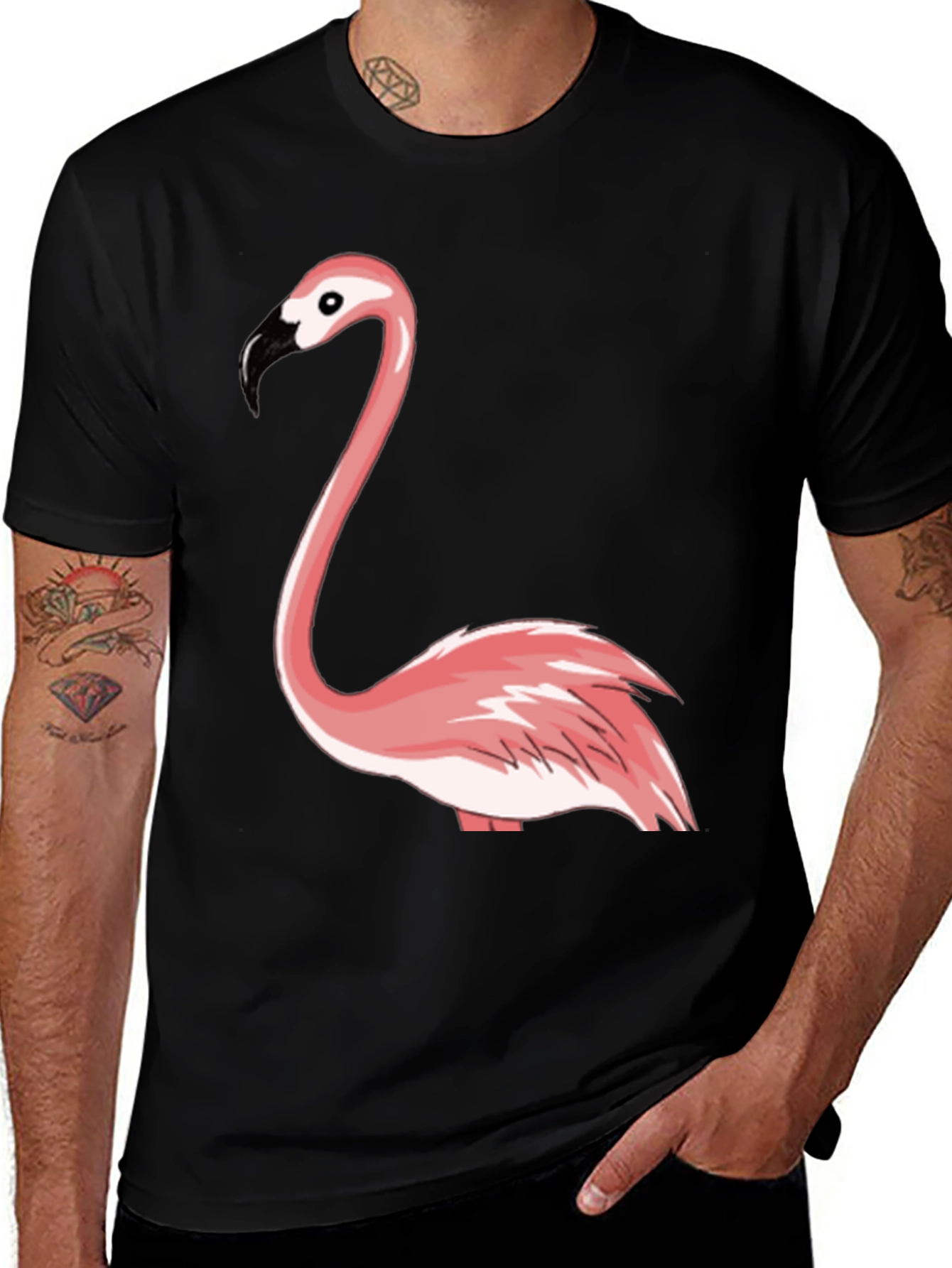 Variant 20 of Flamingo Graphic Tee - Men's Black T-Shirt