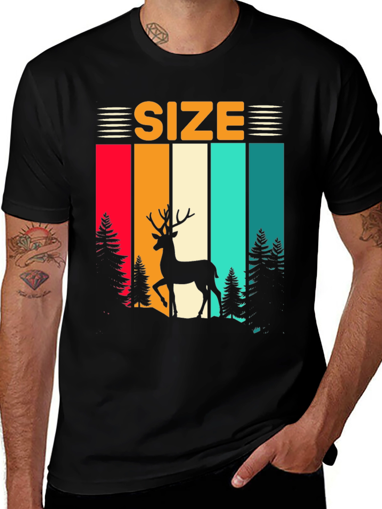 Variant 11 of Retro Deer Size T-Shirt 