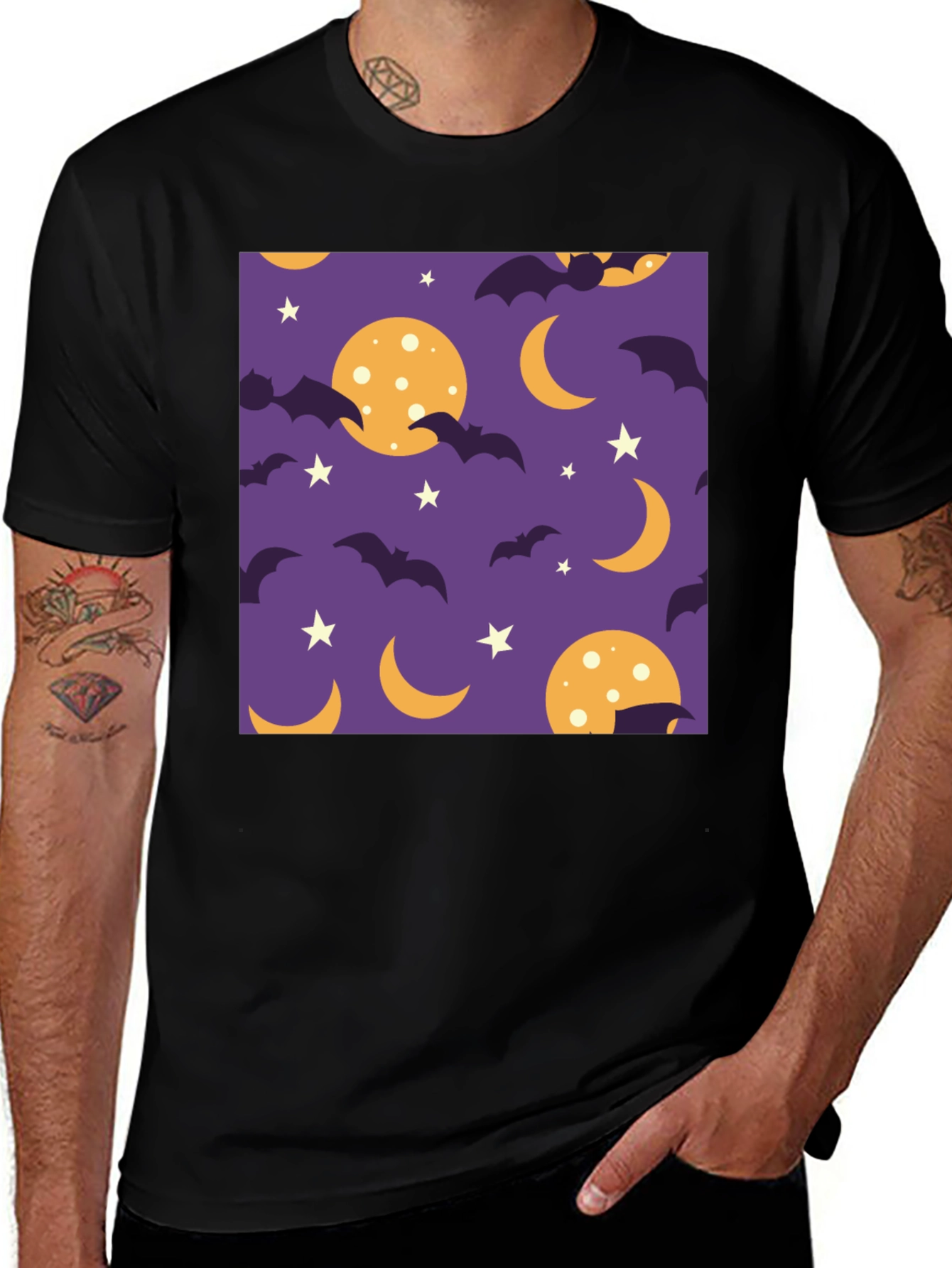 Variant 25 of Halloween Bat and Moon Graphic Tee