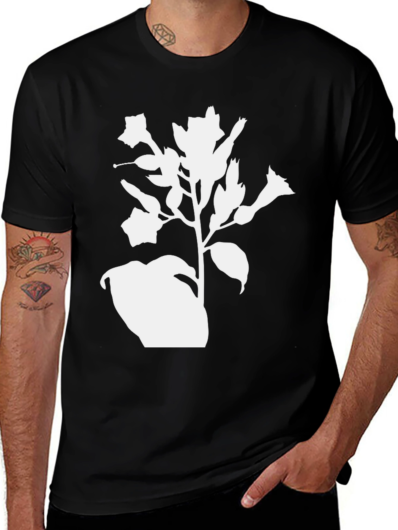 Variant 6 of Floral Silhouette Black T-Shirt