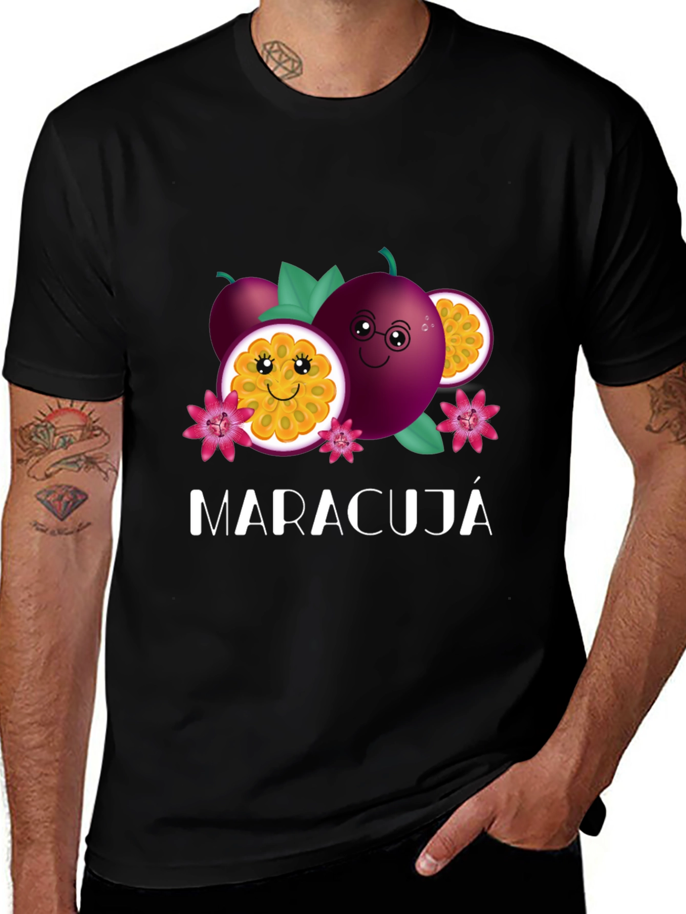 Variant 9 of Maracujá Graphic Tee - Passion Fruit Cartoon Design