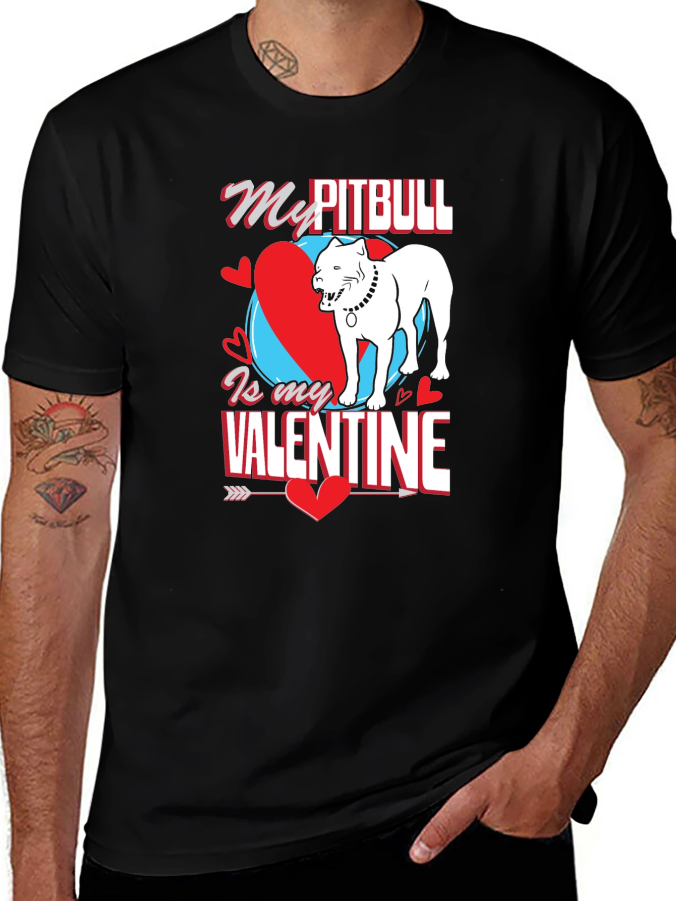 Variant 22 of Pitbull Valentine's Day Graphic Tee - Dog Lover T-Shirt