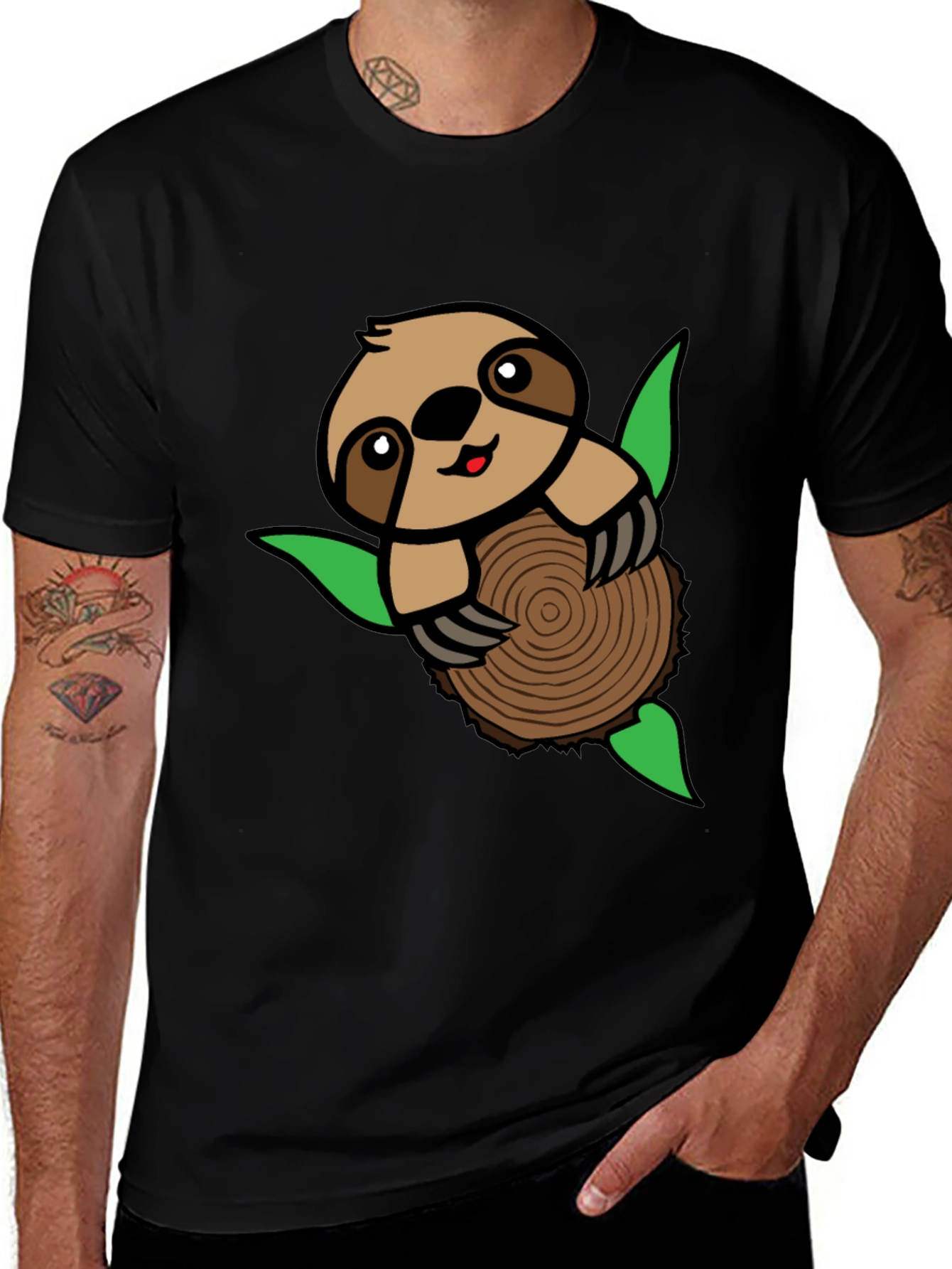 Variant 28 of Sloth Hugging Tree Stump Graphic T-Shirt