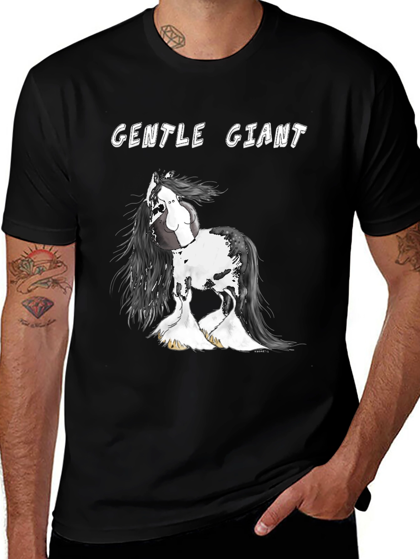 Variant 15 of Gentle Giant Horse Graphic T-Shirt - Unisex Black Tee