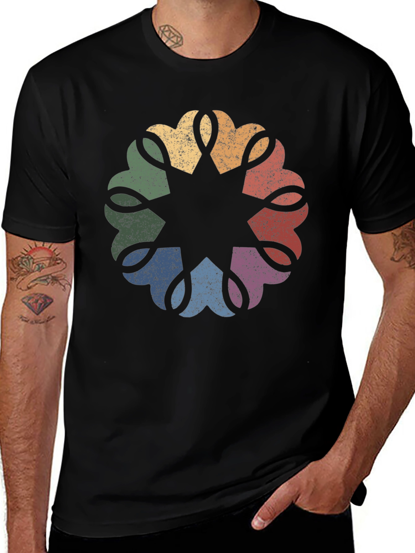Variant 28 of Retro Rainbow Mandala Graphic Tee