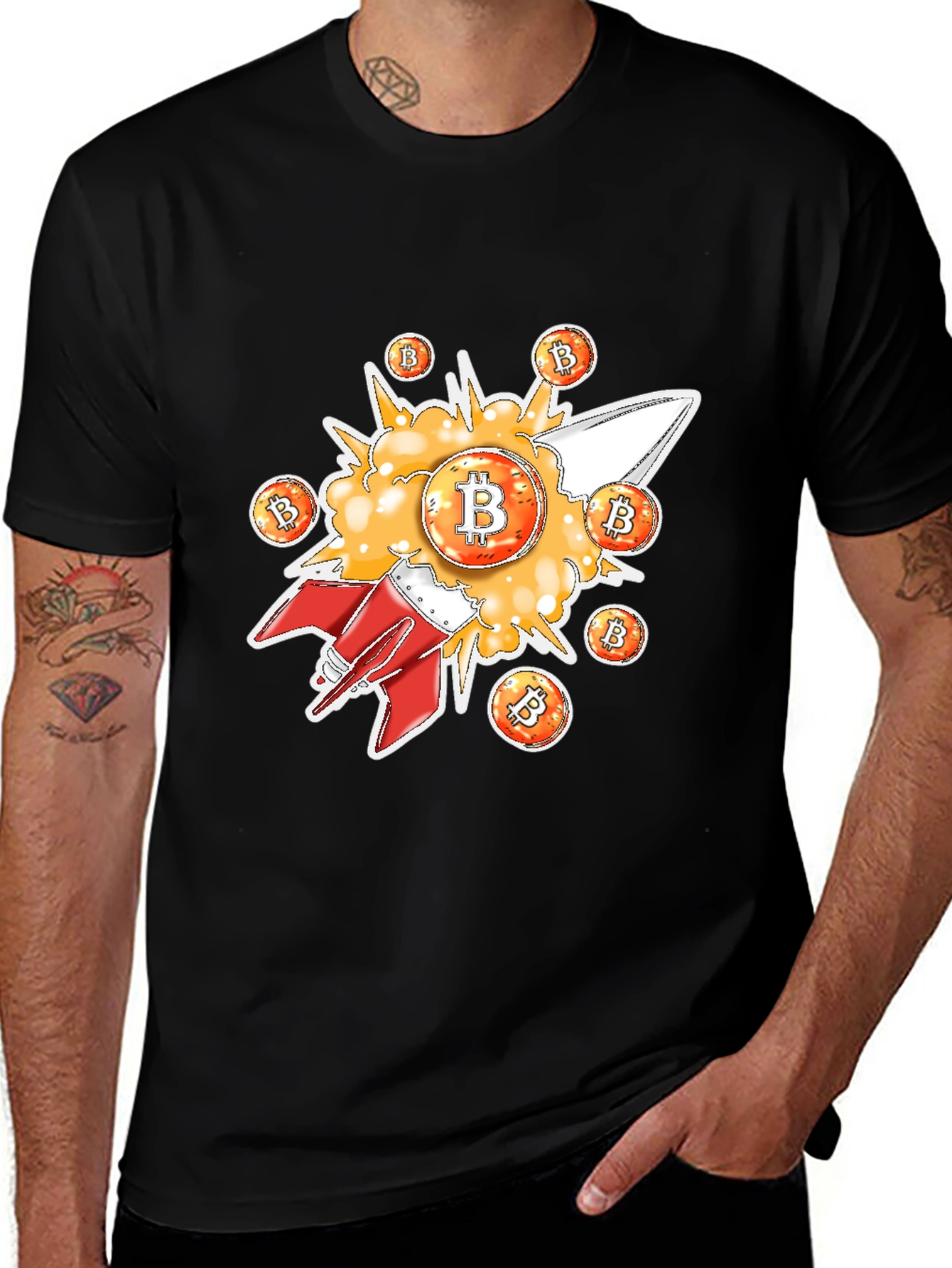 Variant 11 of Bitcoin Rocket T-Shirt - Crypto to the Moon!