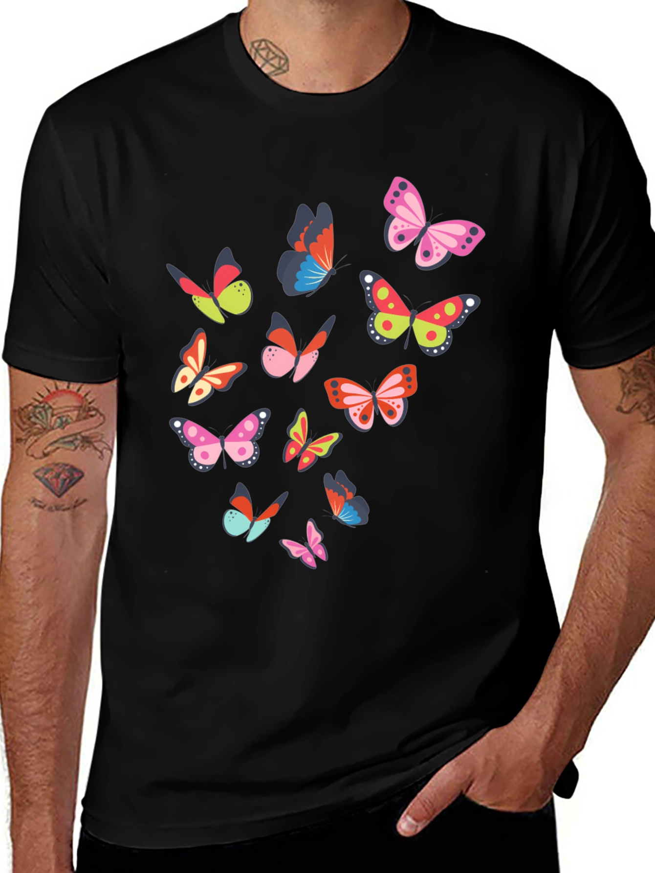 Variant 25 of Butterfly Print Black T-Shirt