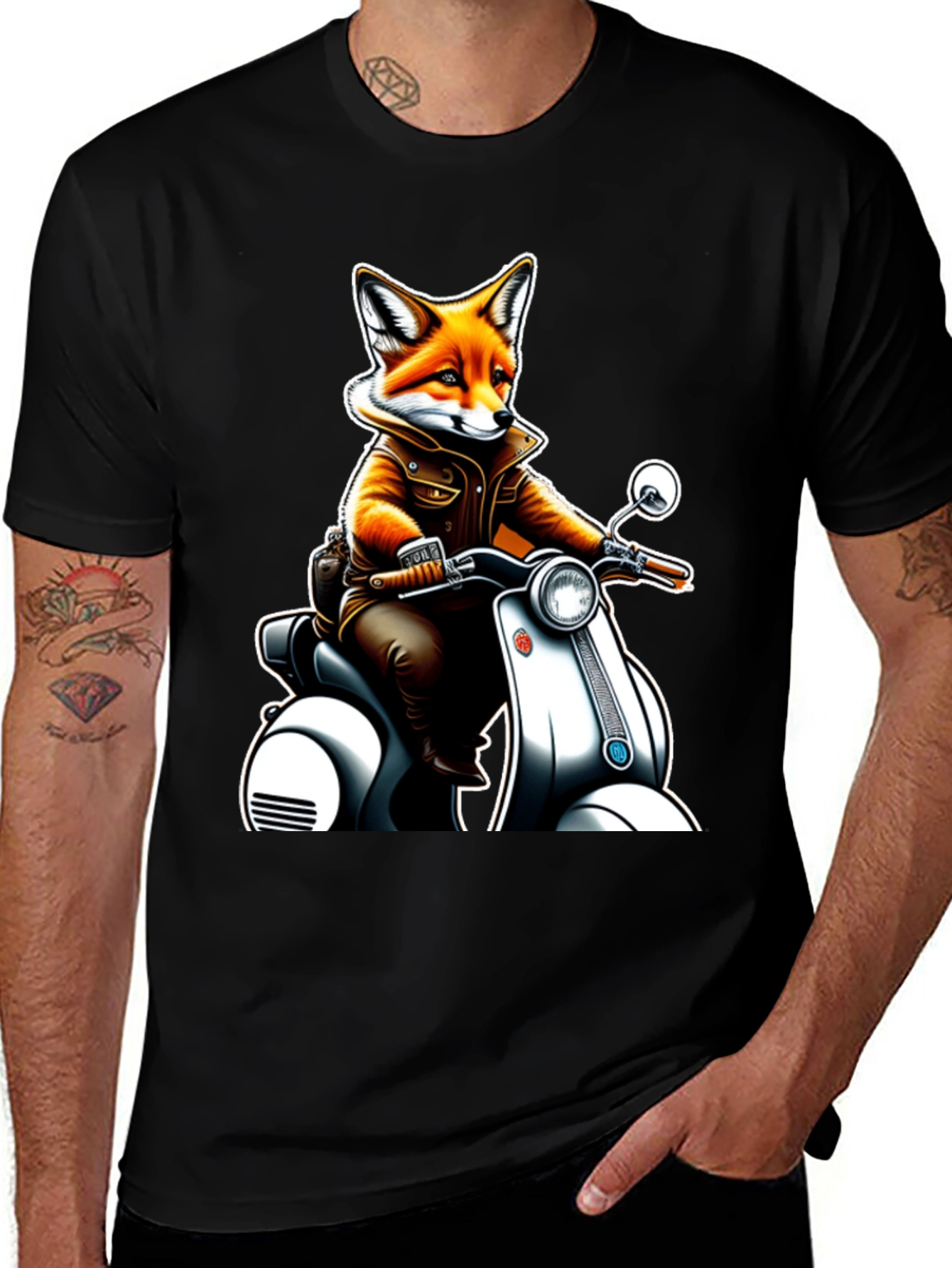Cool Fox on Scooter Graphic T-Shirt