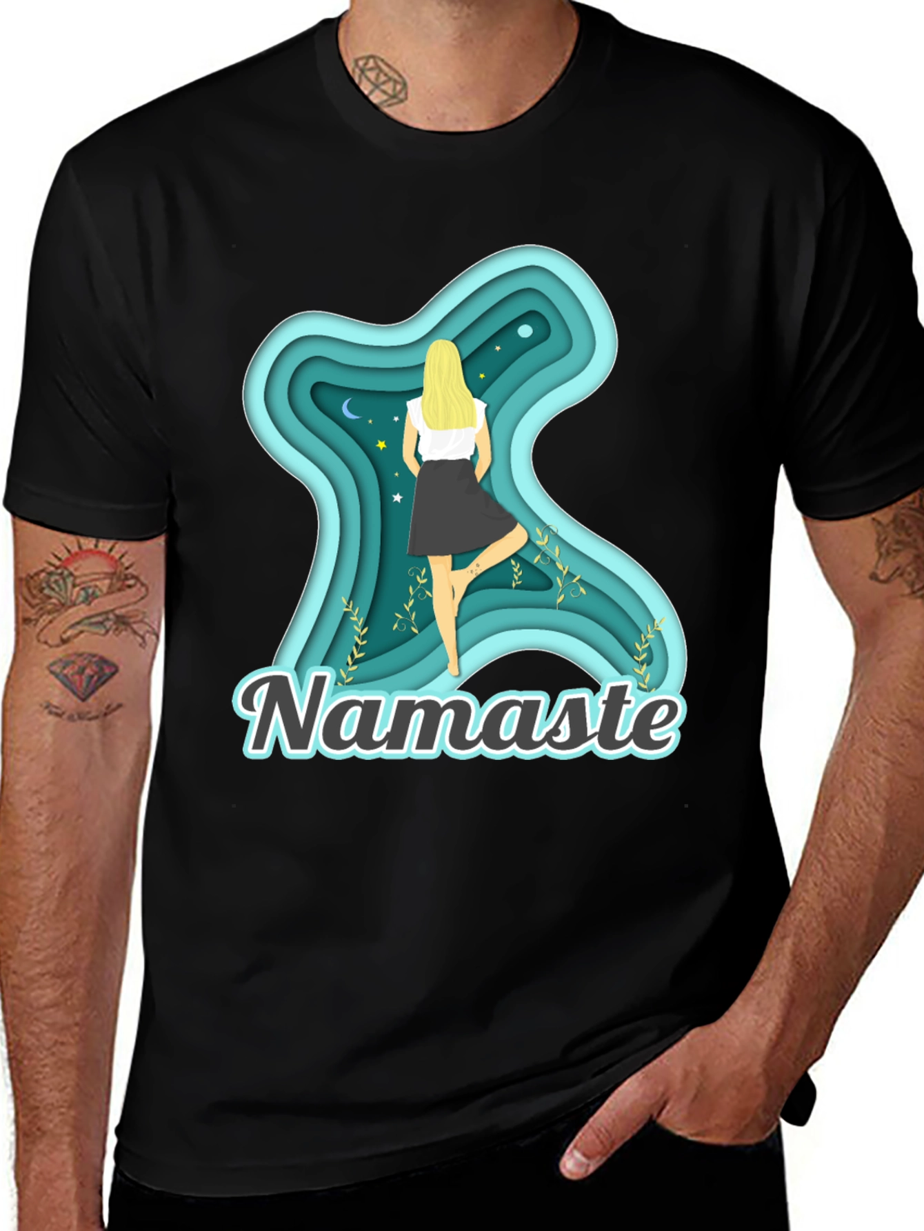 Variant 3 of Namaste Yoga T-Shirt - Meditative Tree Pose