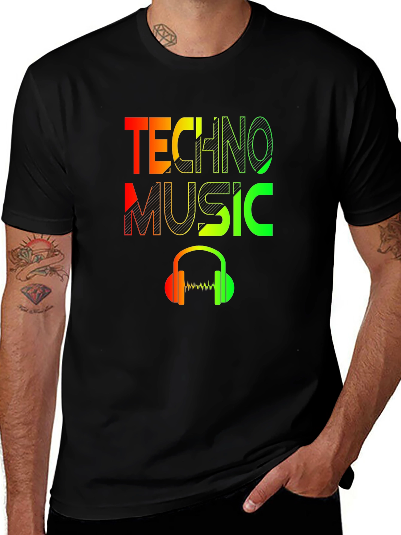 Variant 27 of Techno Music Graphic T-Shirt - DJ Headphones Design