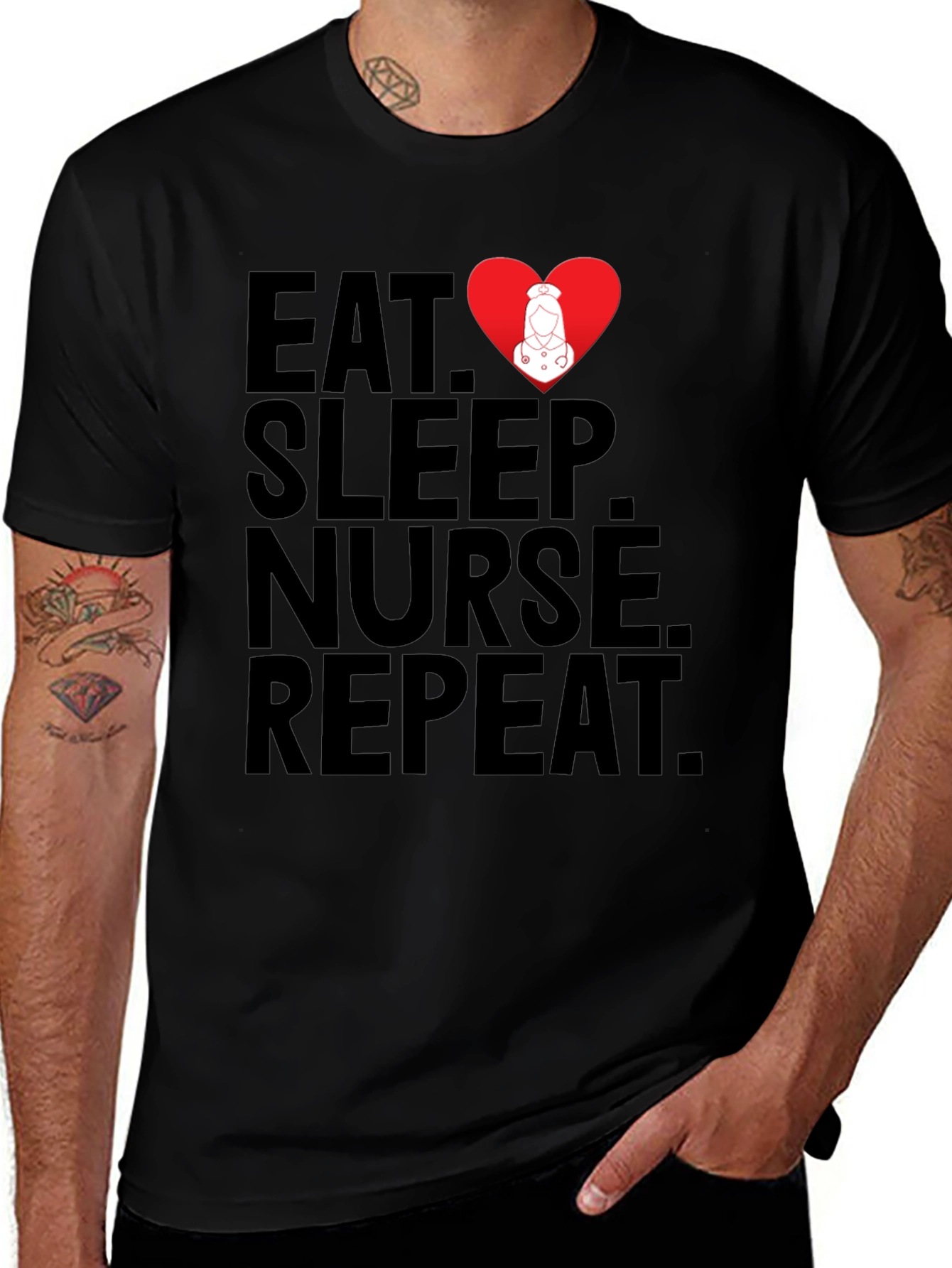 Variant 23 of Eat Sleep Nurse Repeat T-Shirt - Medical Profession Apparel