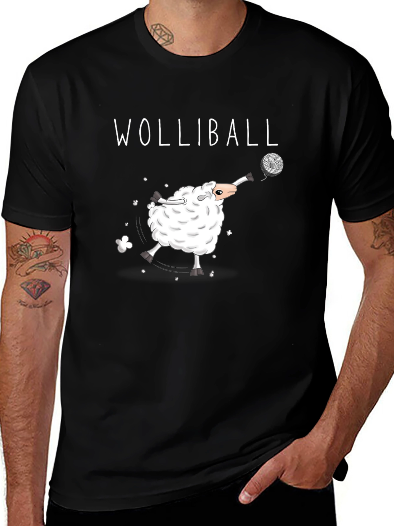 Variant 10 of Wolliball T-Shirt - Sheep Volleyball Player Cotton Tee