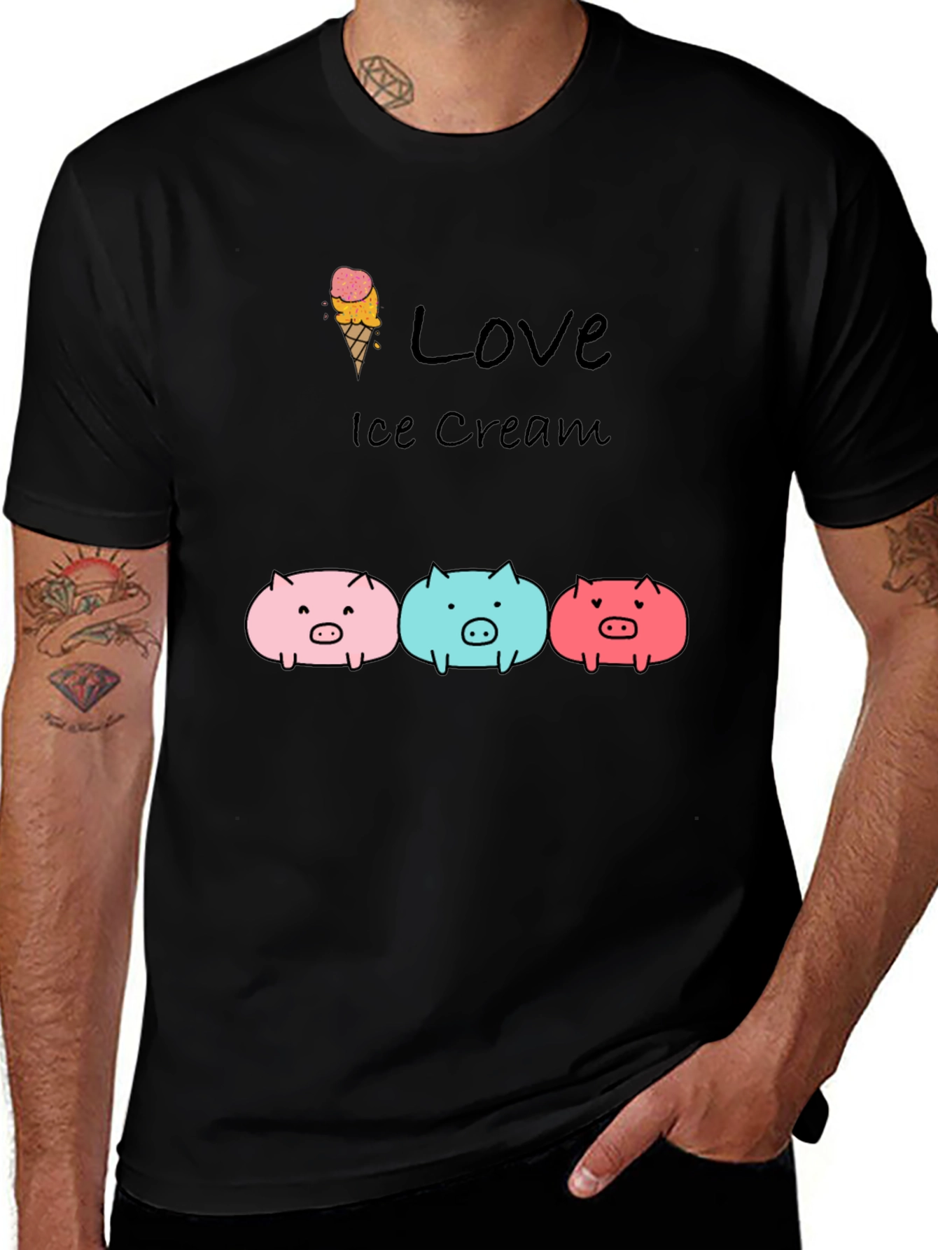 Variant 23 of Love Ice Cream Pig T-Shirt