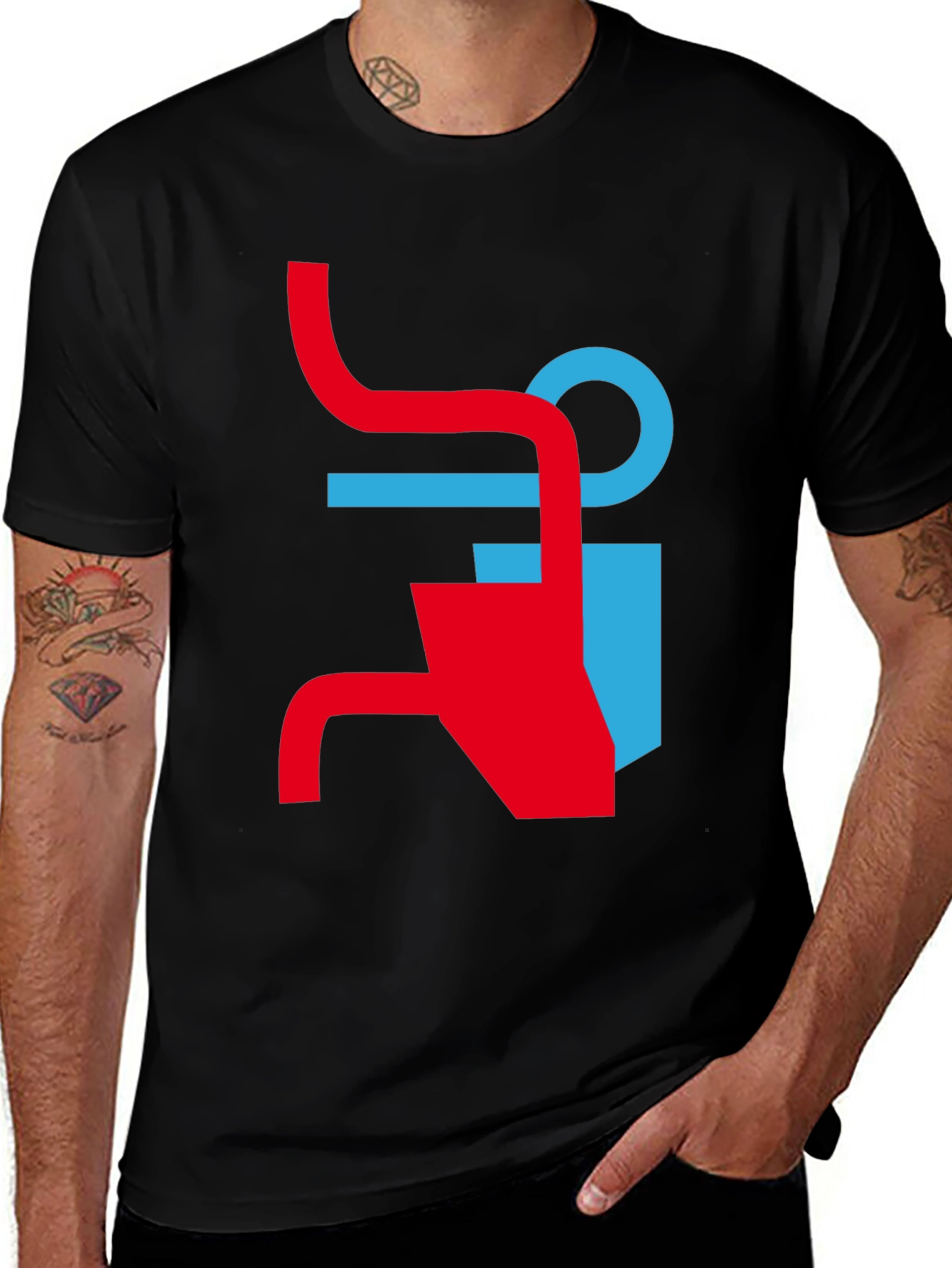 Variant 21 of Modern Graphic Tee - Abstract Red & Blue Design