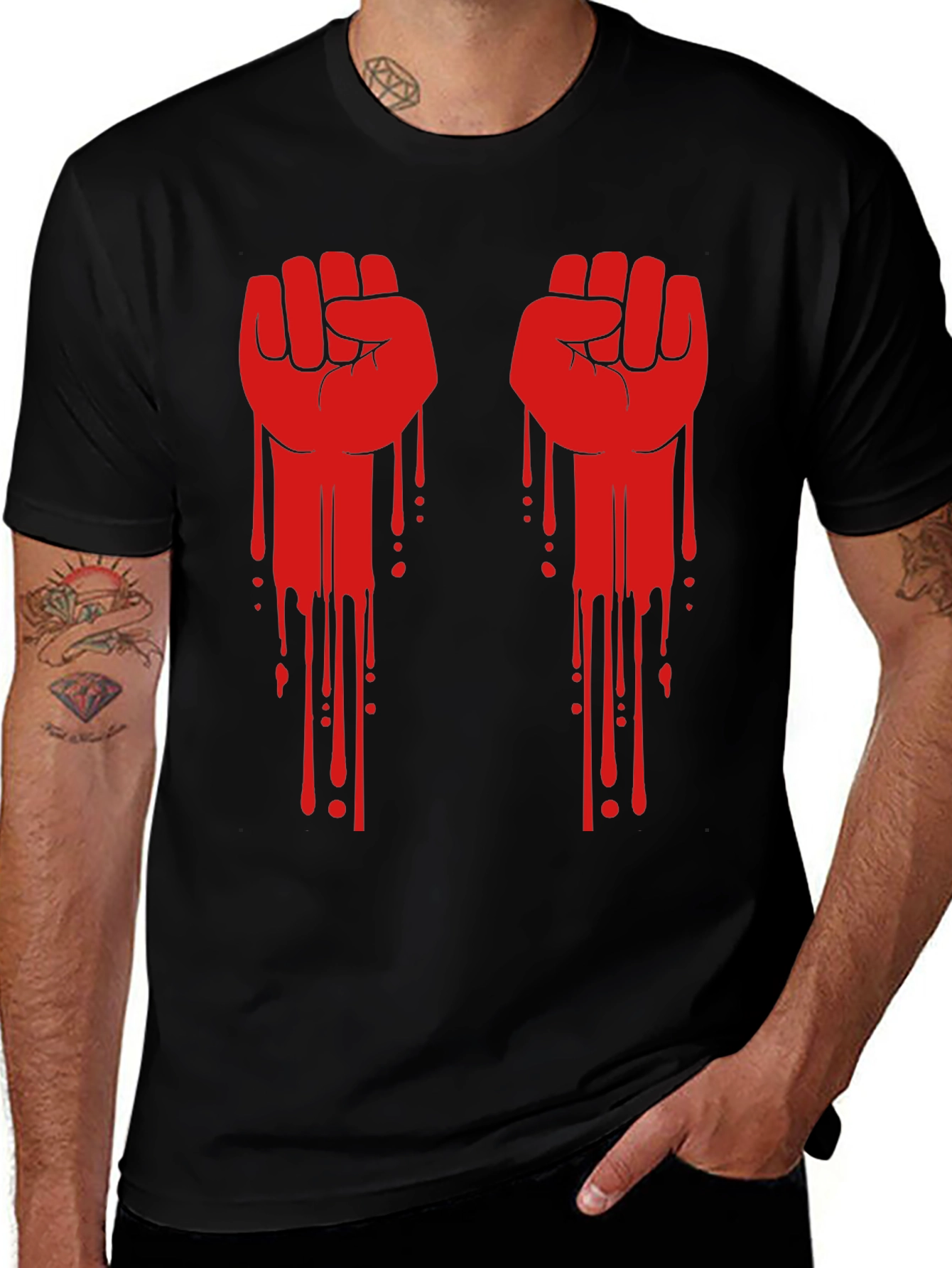 Variant 5 of Graphic Tee: Raised Fist Design - Black